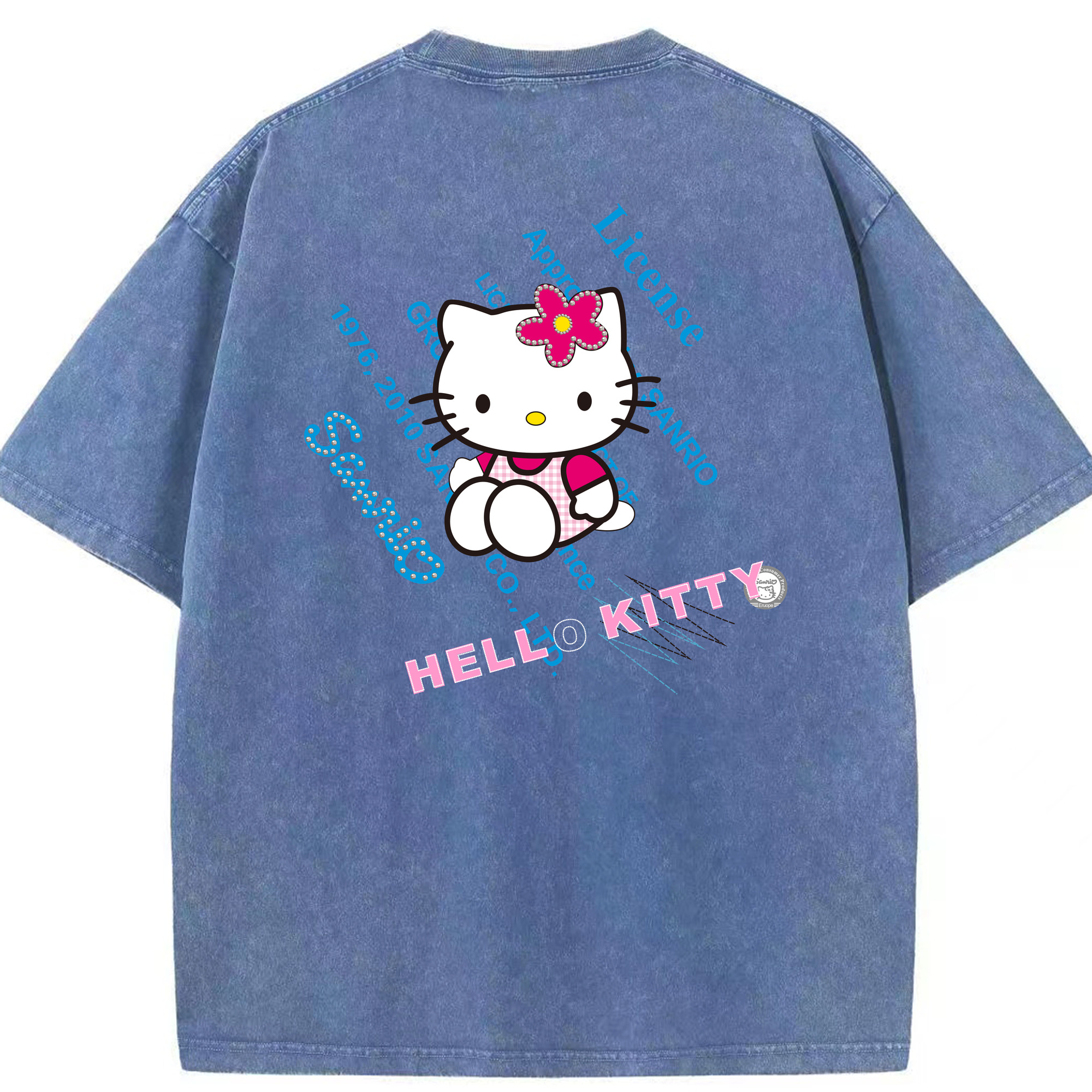 （画像用） Hello Kitty ハローキティ 綿100% ヴィンテージ風 半袖Tシャツ（背面プリント）