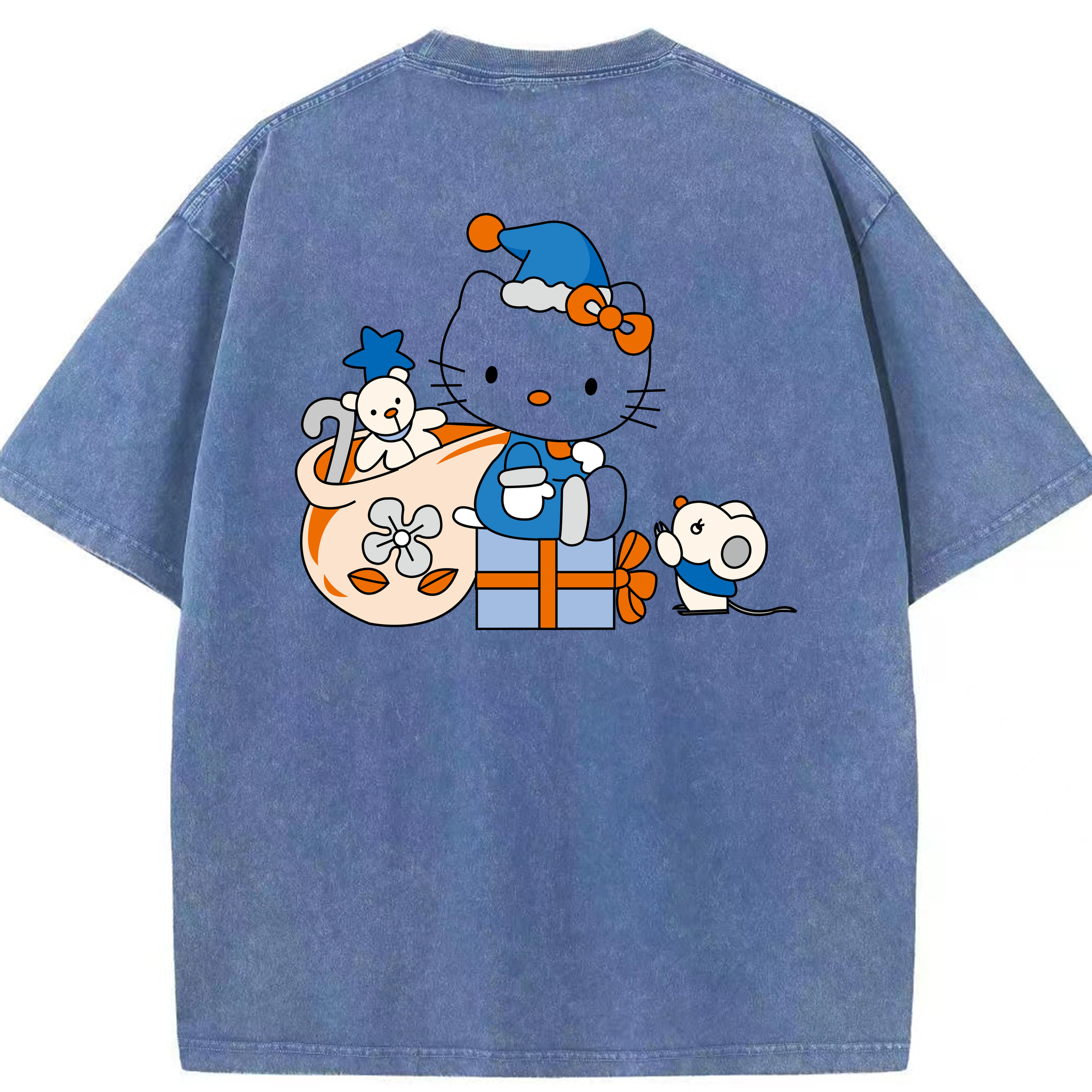 （画像用） Hello Kitty ハローキティ 綿100% ヴィンテージ風 半袖Tシャツ（背面プリント）