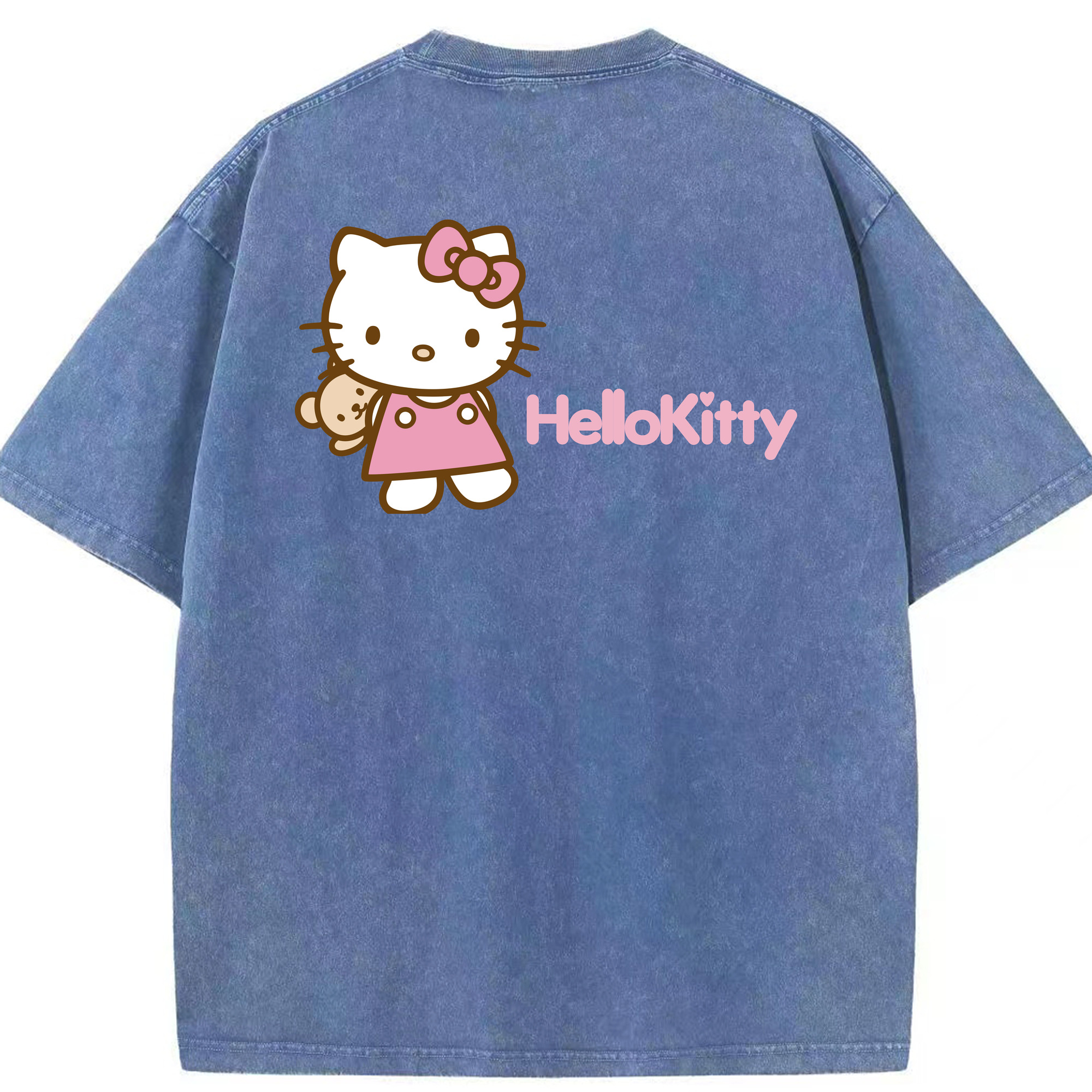 （画像用） Hello Kitty ハローキティ 綿100% ヴィンテージ風 半袖Tシャツ（背面プリント）
