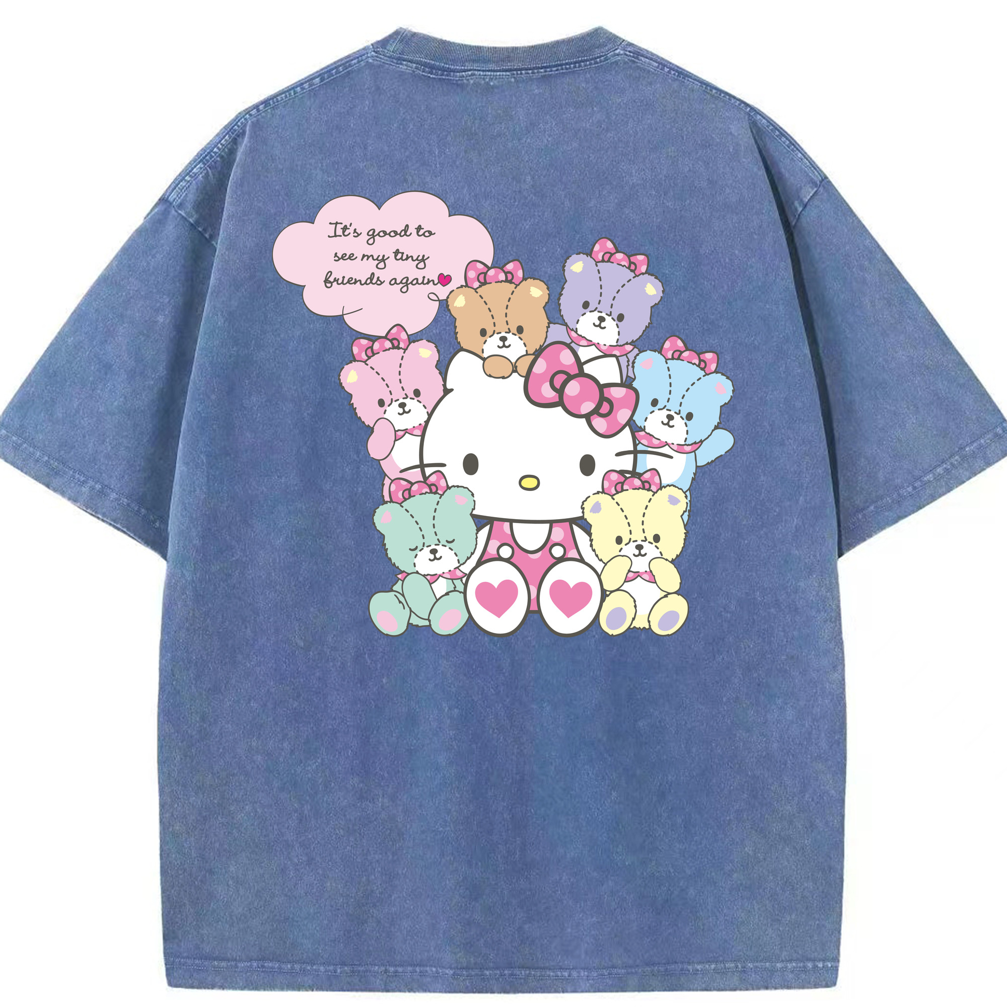（画像用） Hello Kitty ハローキティ 綿100% ヴィンテージ風 半袖Tシャツ（背面プリント）