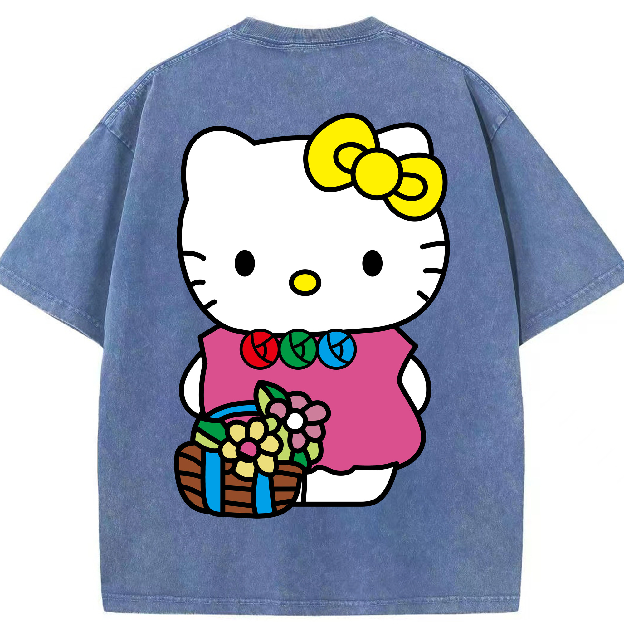 （画像用） Hello Kitty ハローキティ 綿100% ヴィンテージ風 半袖Tシャツ（背面プリント）