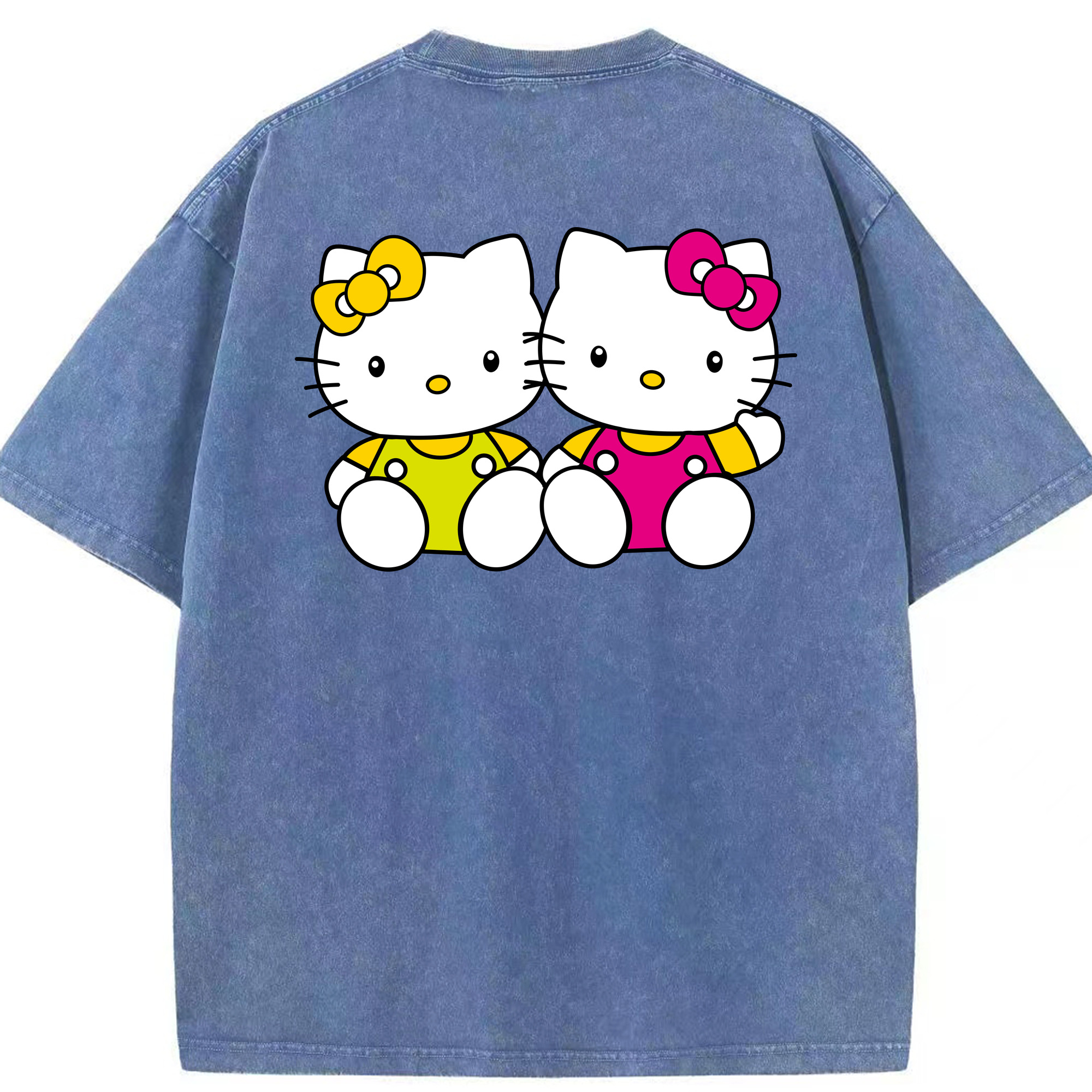 （画像用） Hello Kitty ハローキティ 綿100% ヴィンテージ風 半袖Tシャツ（背面プリント）