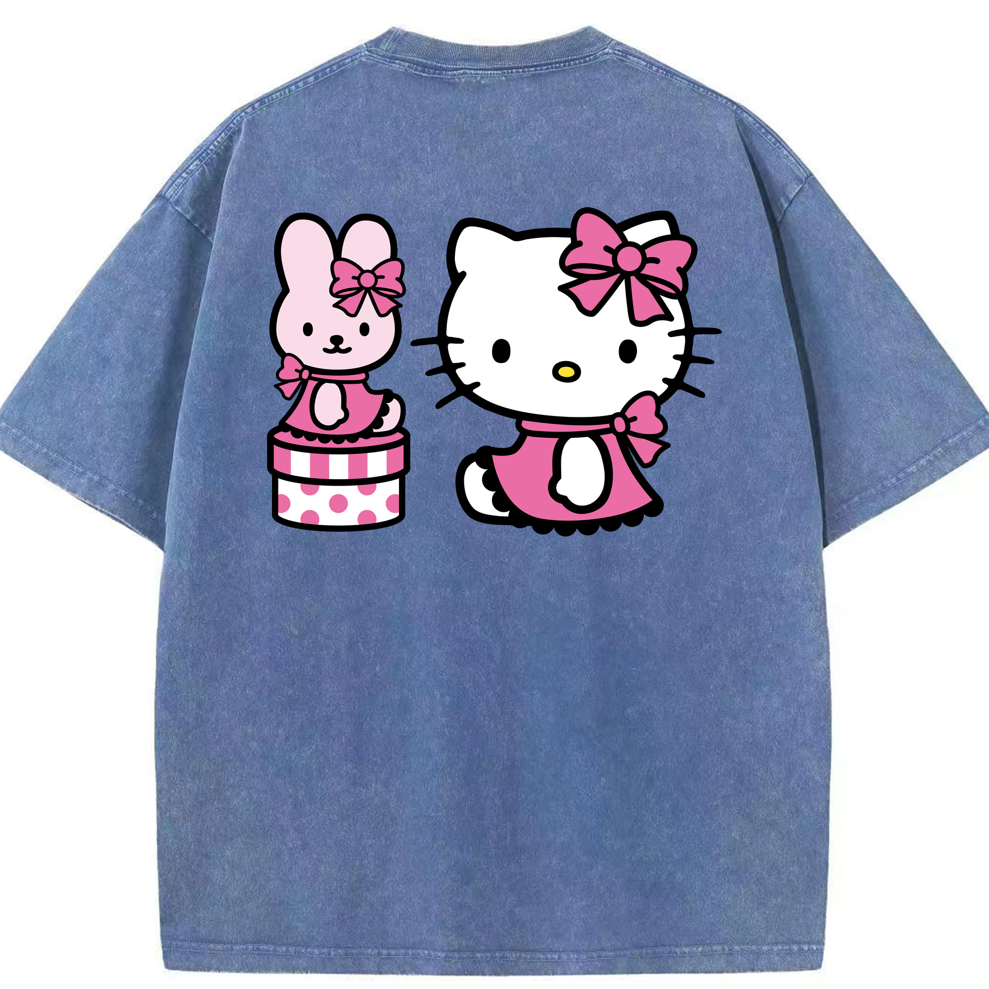 （画像用） Hello Kitty ハローキティ 綿100% ヴィンテージ風 半袖Tシャツ（背面プリント）