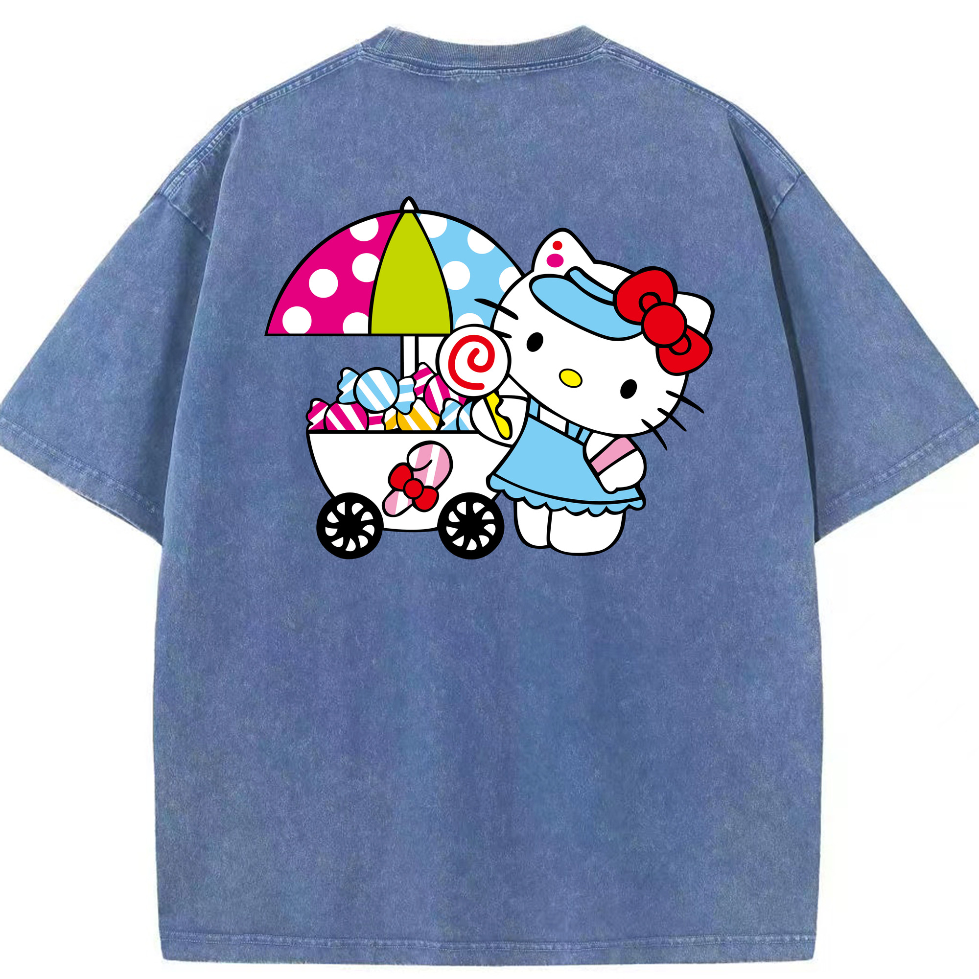 （画像用） Hello Kitty ハローキティ 綿100% ヴィンテージ風 半袖Tシャツ（背面プリント）