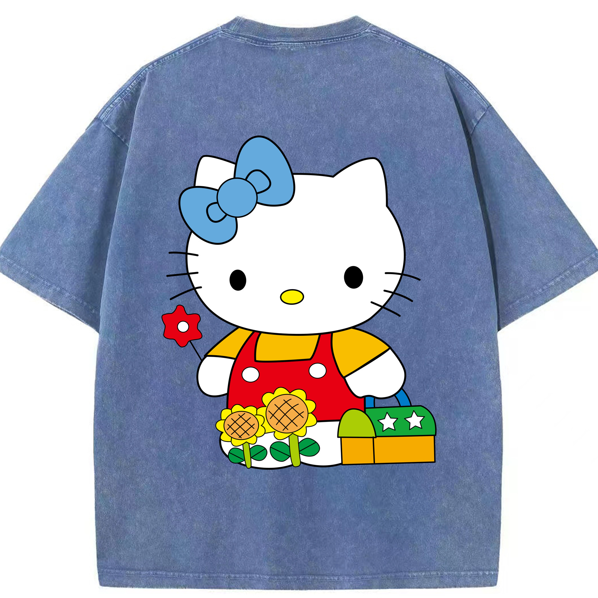 （画像用） Hello Kitty ハローキティ 綿100% ヴィンテージ風 半袖Tシャツ（背面プリント）