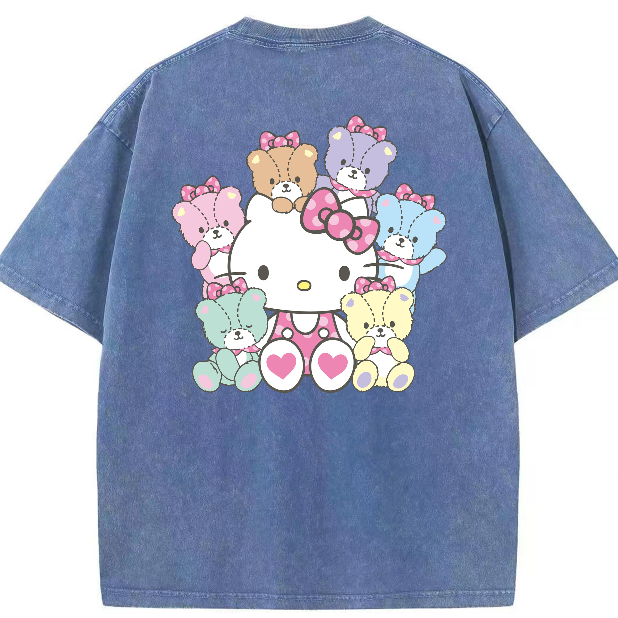 （画像用） Hello Kitty ハローキティ 綿100% ヴィンテージ風 半袖Tシャツ（背面プリント）