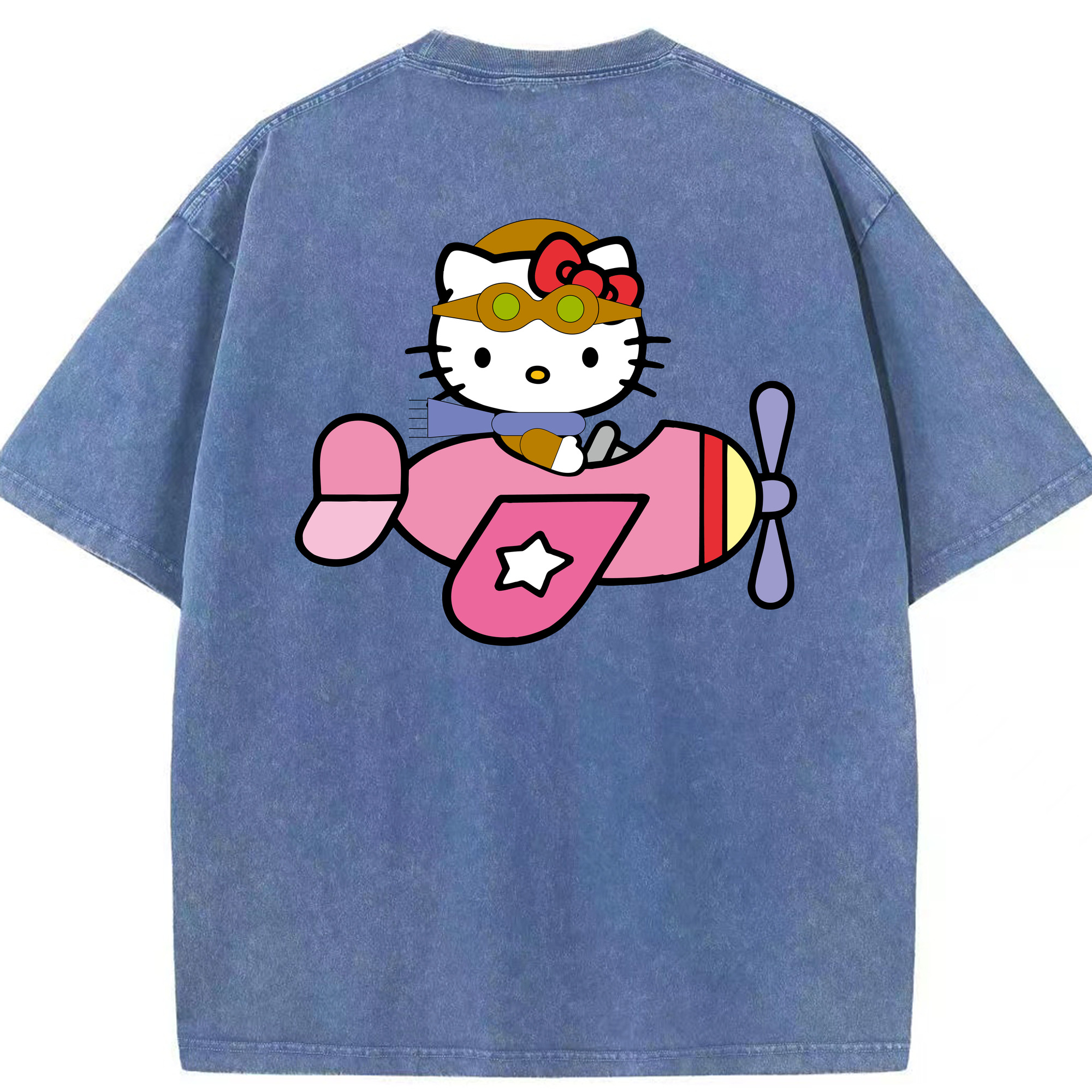 （画像用） Hello Kitty ハローキティ 綿100% ヴィンテージ風 半袖Tシャツ（背面プリント）