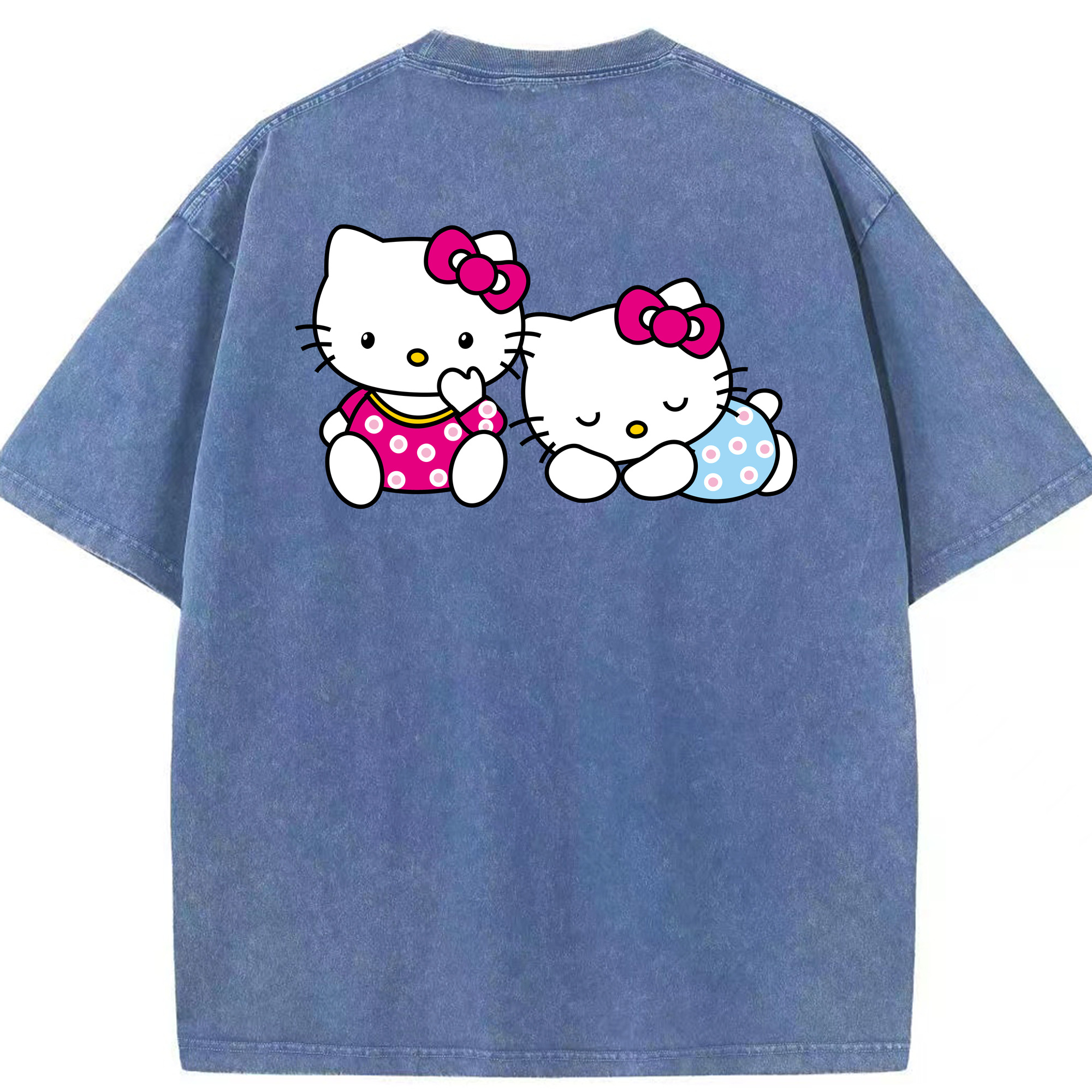 （画像用） Hello Kitty ハローキティ 綿100% ヴィンテージ風 半袖Tシャツ（背面プリント）
