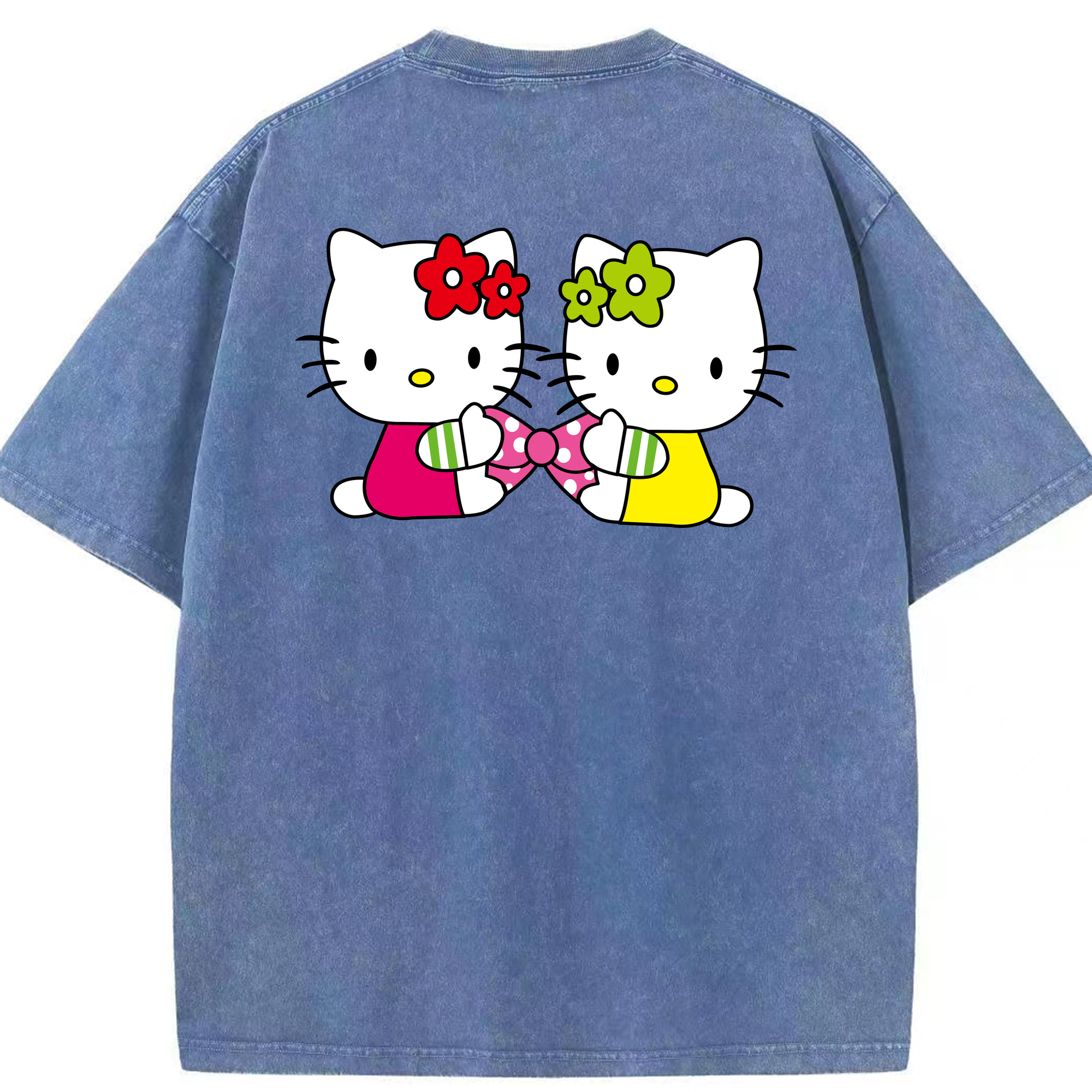 （画像用） Hello Kitty ハローキティ 綿100% ヴィンテージ風 半袖Tシャツ（背面プリント）