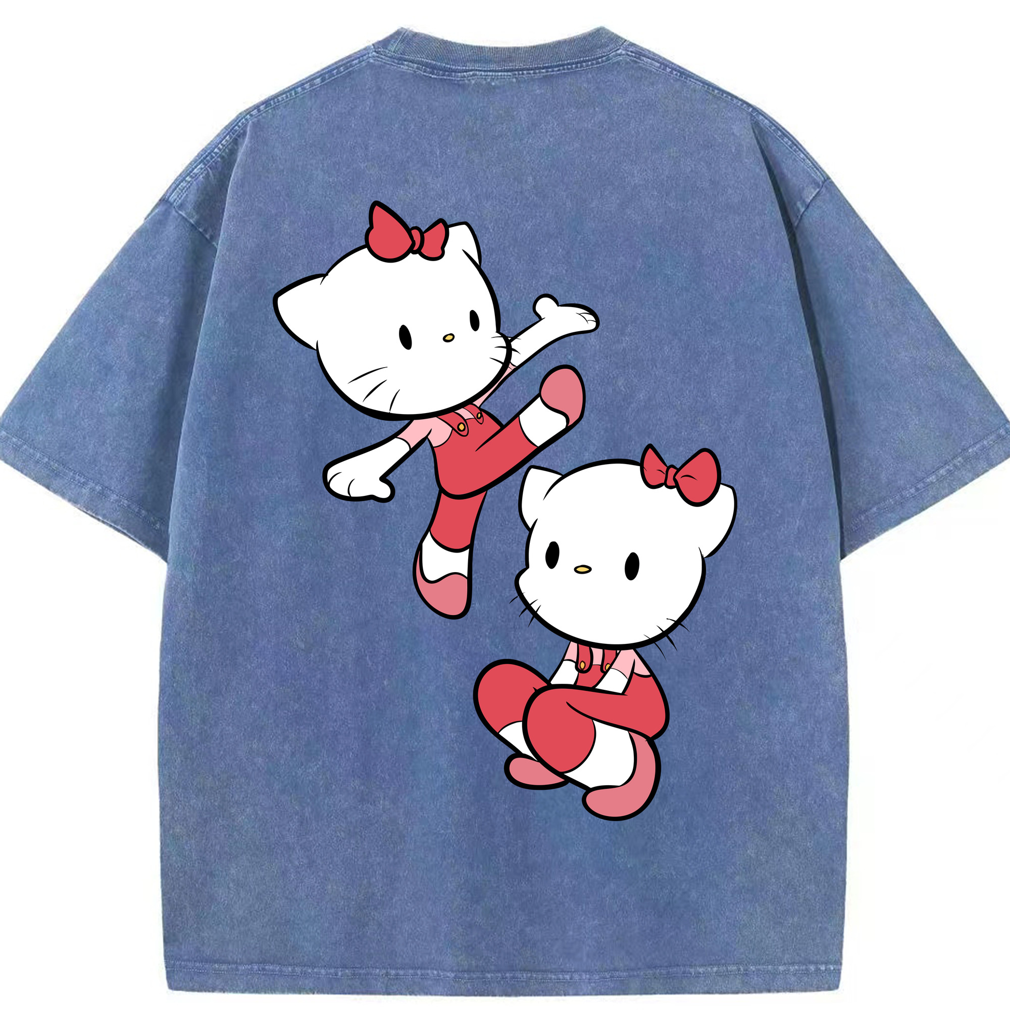 （画像用） Hello Kitty ハローキティ 綿100% ヴィンテージ風 半袖Tシャツ（背面プリント）