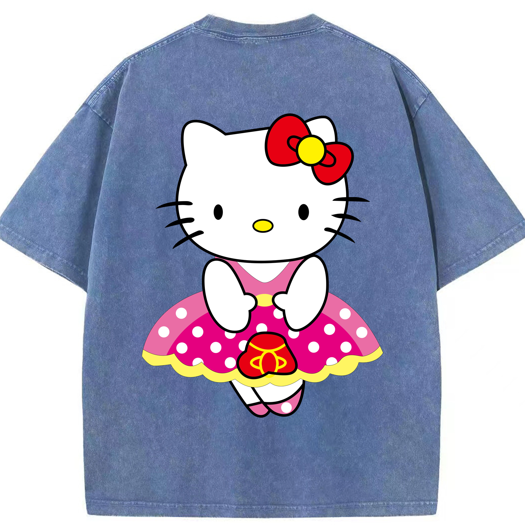 （画像用） Hello Kitty ハローキティ 綿100% ヴィンテージ風 半袖Tシャツ（背面プリント）