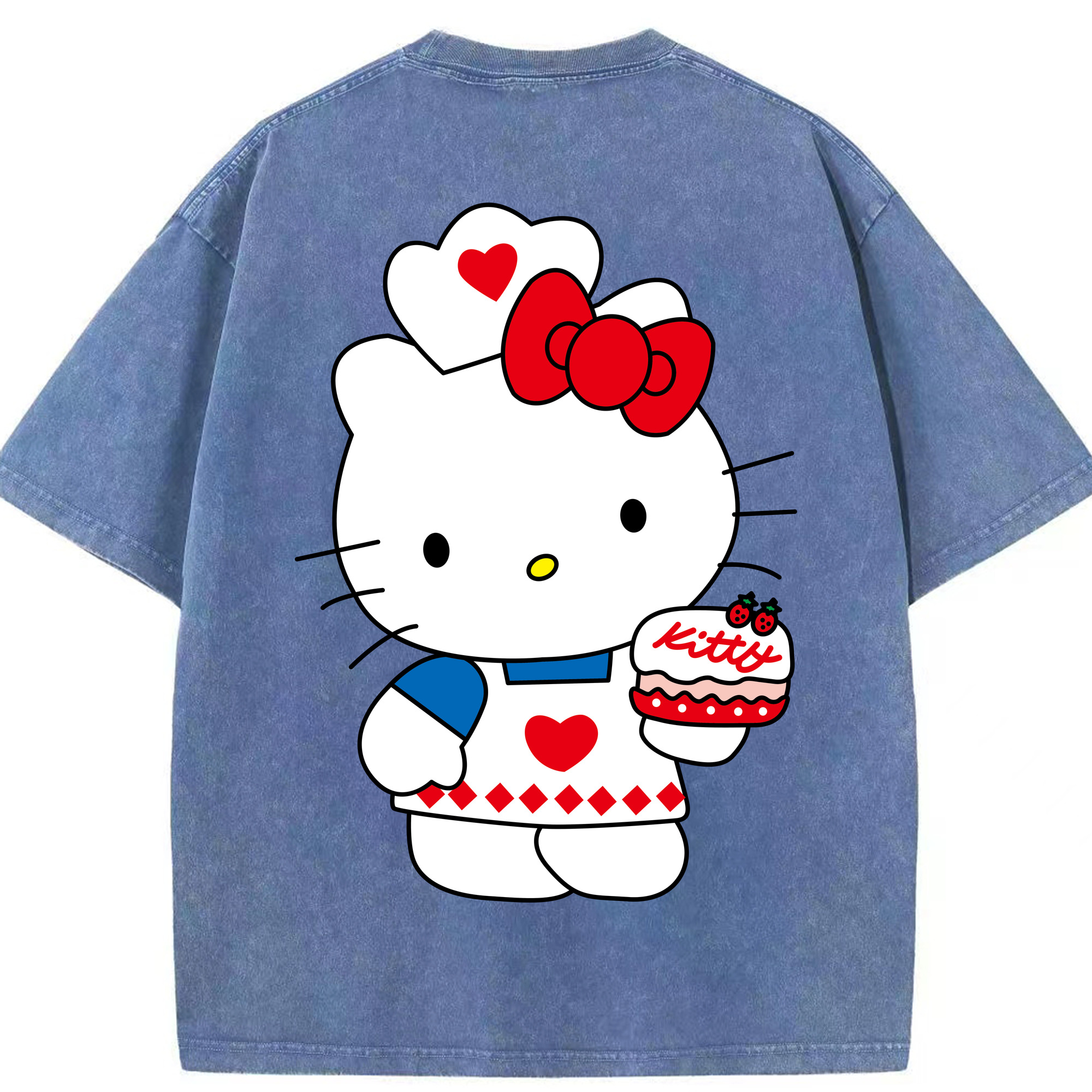 （画像用） Hello Kitty ハローキティ 綿100% ヴィンテージ風 半袖Tシャツ（背面プリント）