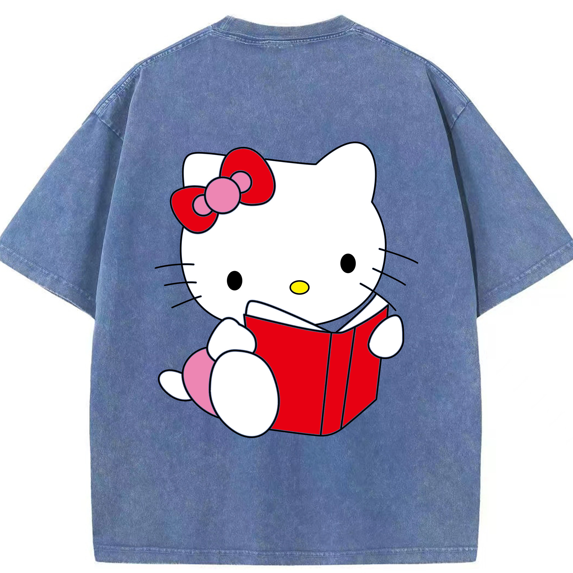 （画像用） Hello Kitty ハローキティ 綿100% ヴィンテージ風 半袖Tシャツ（背面プリント）