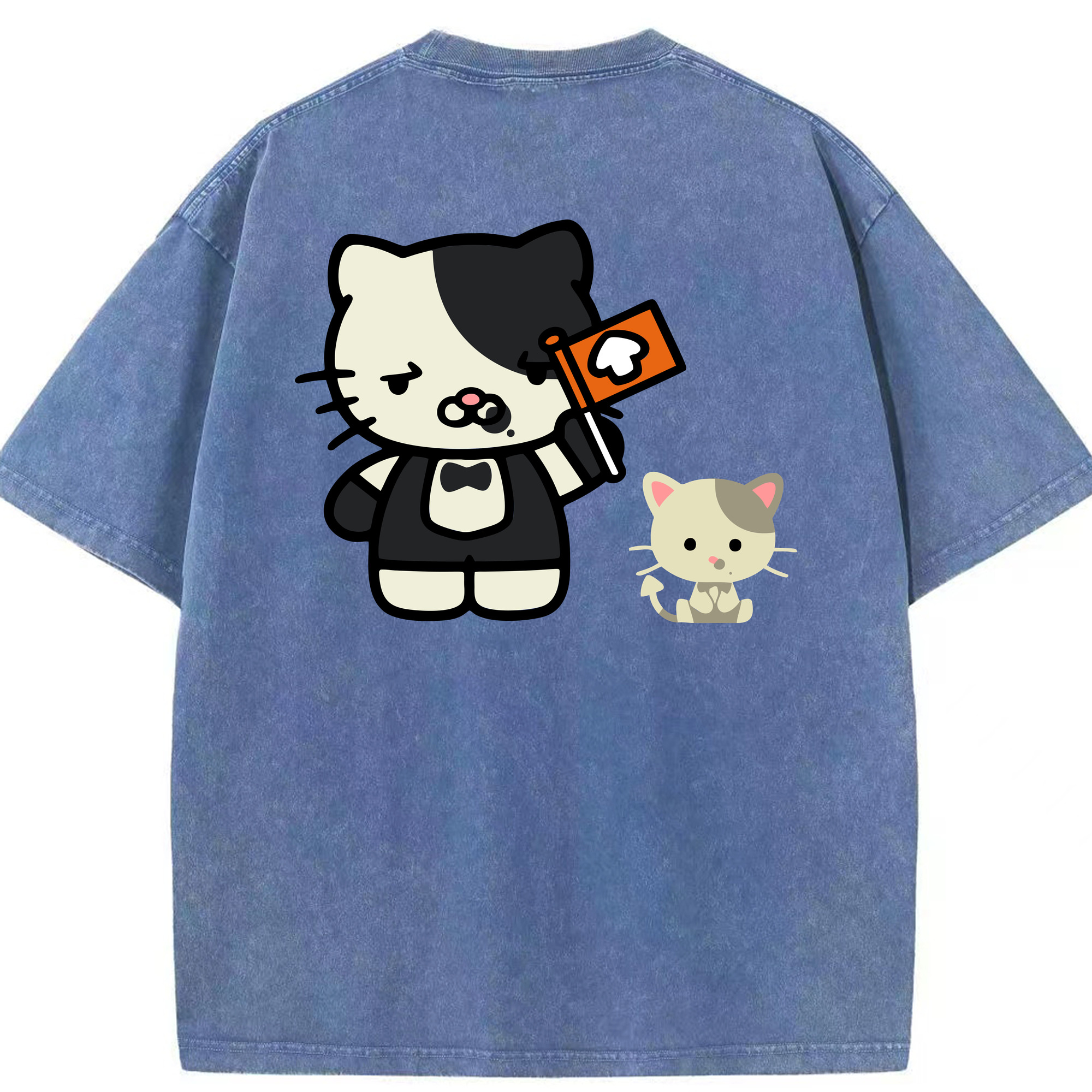 （画像用） Hello Kitty ハローキティ 綿100% ヴィンテージ風 半袖Tシャツ（背面プリント）