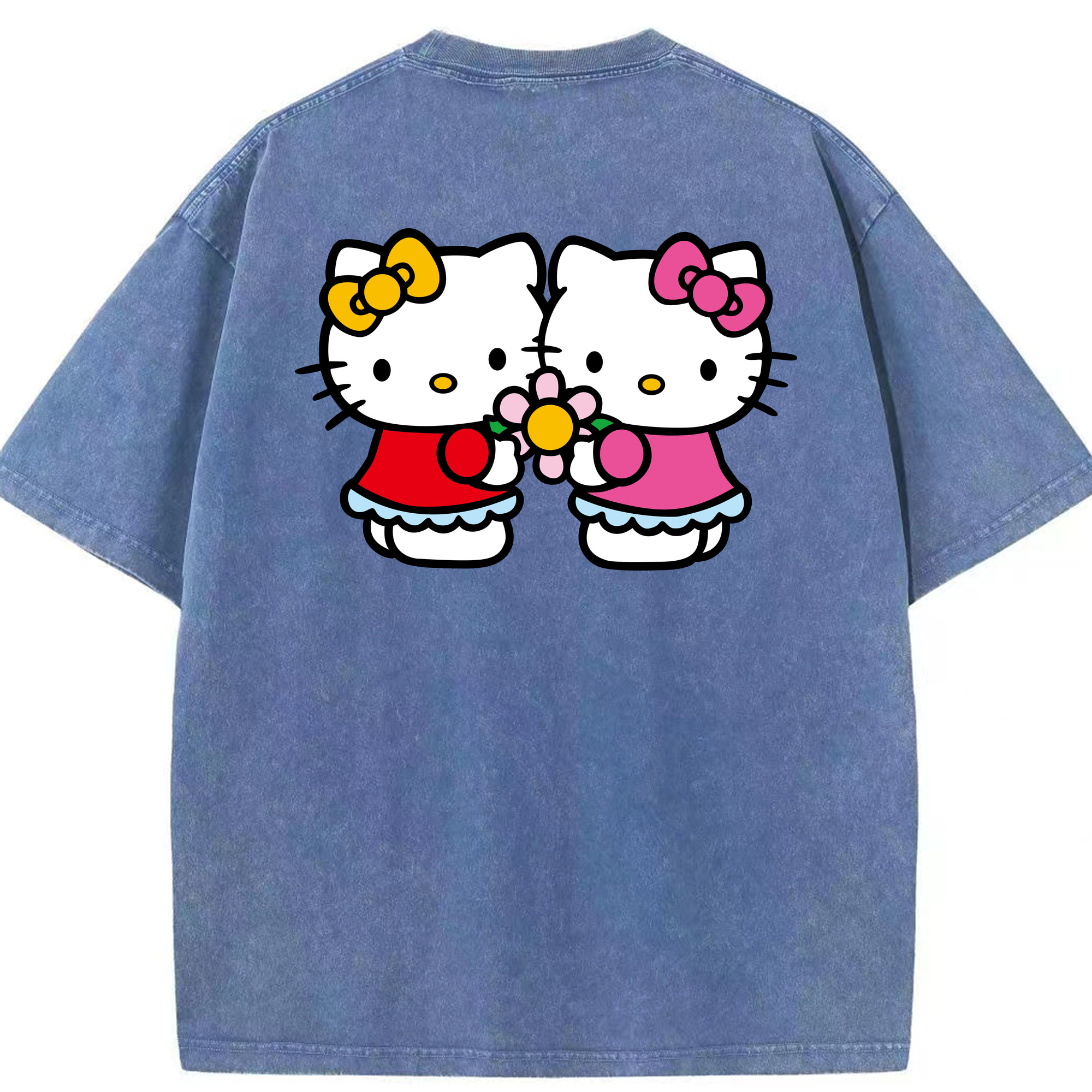 （画像用） Hello Kitty ハローキティ 綿100% ヴィンテージ風 半袖Tシャツ（背面プリント）