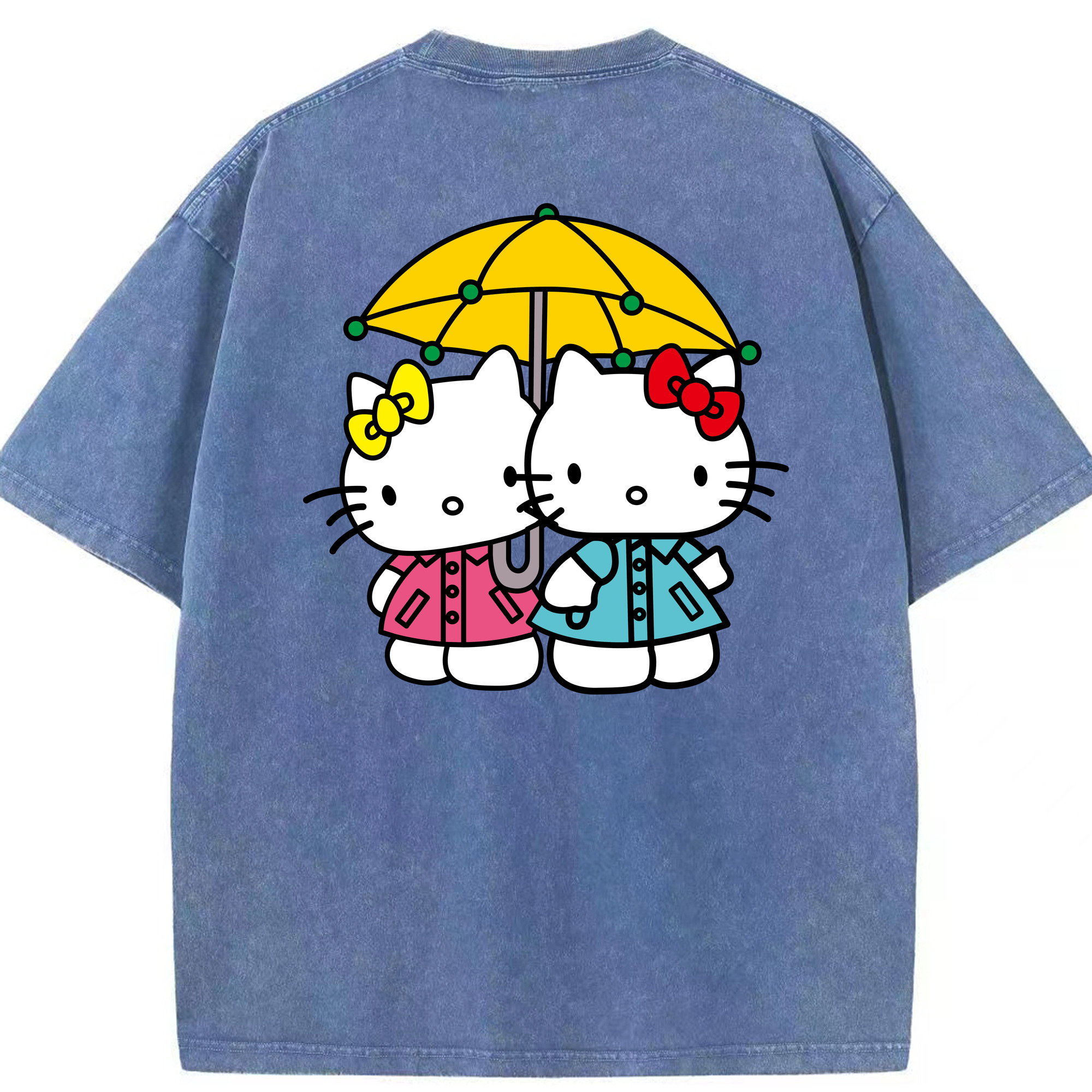 （画像用） Hello Kitty ハローキティ 綿100% ヴィンテージ風 半袖Tシャツ（背面プリント）