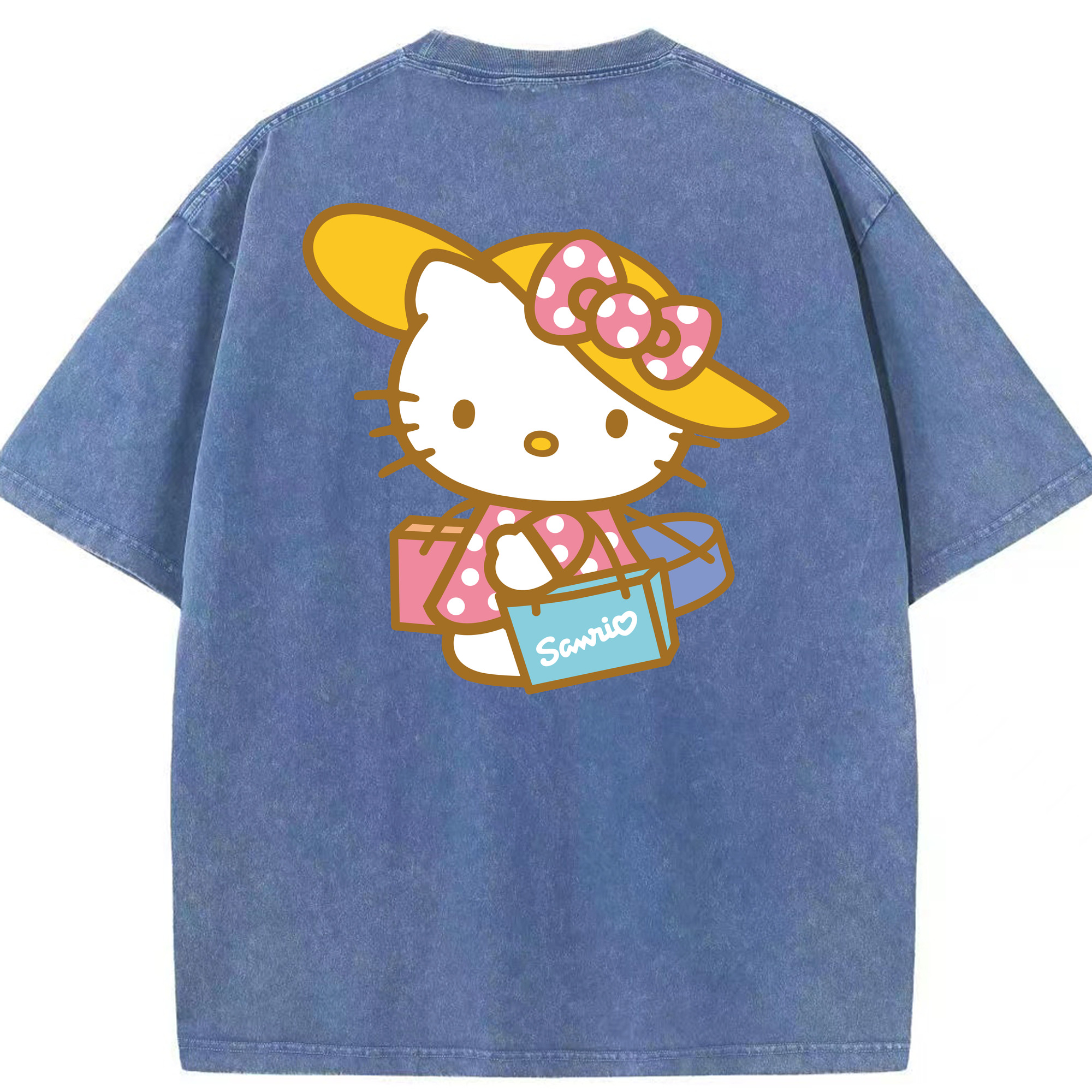 （画像用） Hello Kitty ハローキティ 綿100% ヴィンテージ風 半袖Tシャツ（背面プリント）
