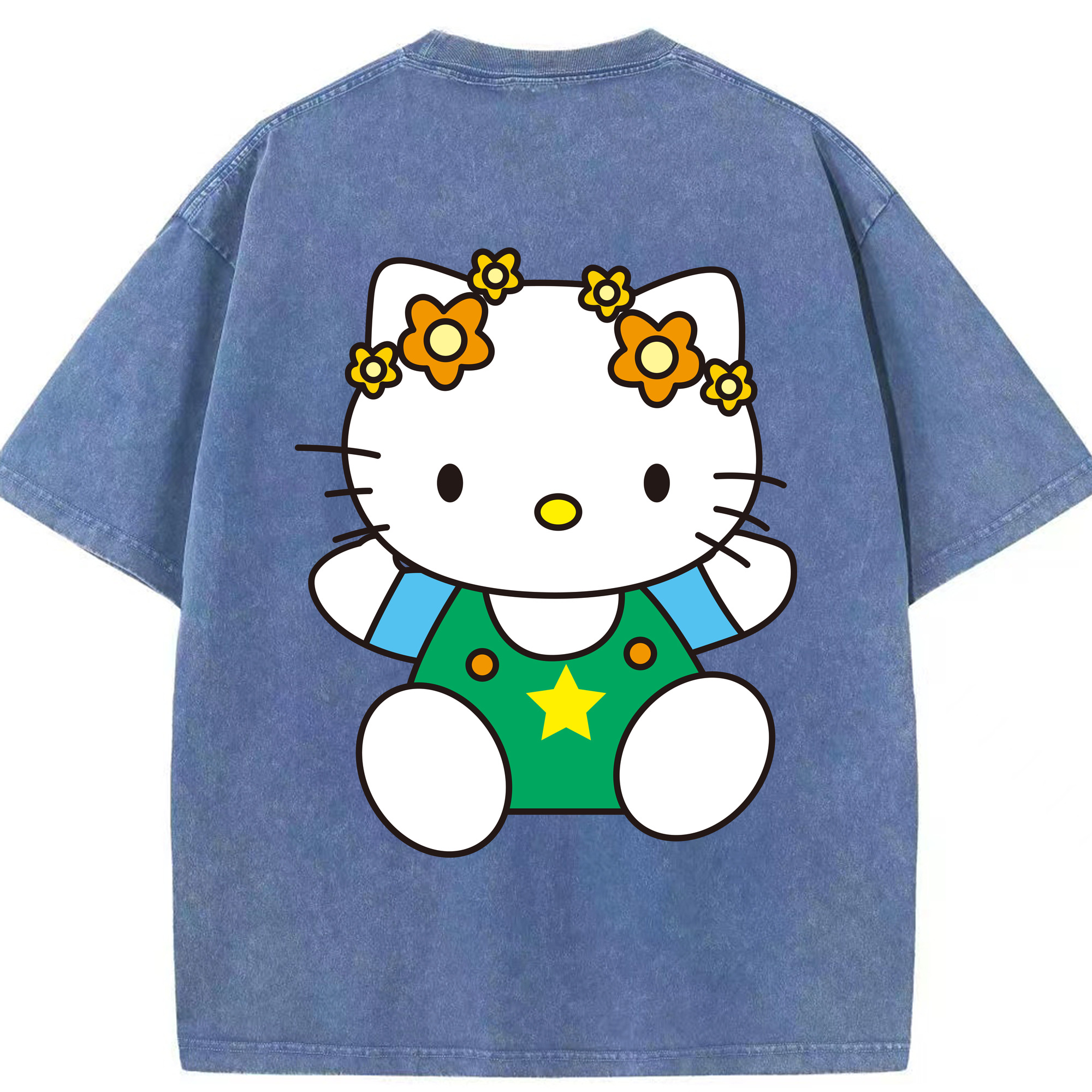 （画像用） Hello Kitty ハローキティ 綿100% ヴィンテージ風 半袖Tシャツ（背面プリント）