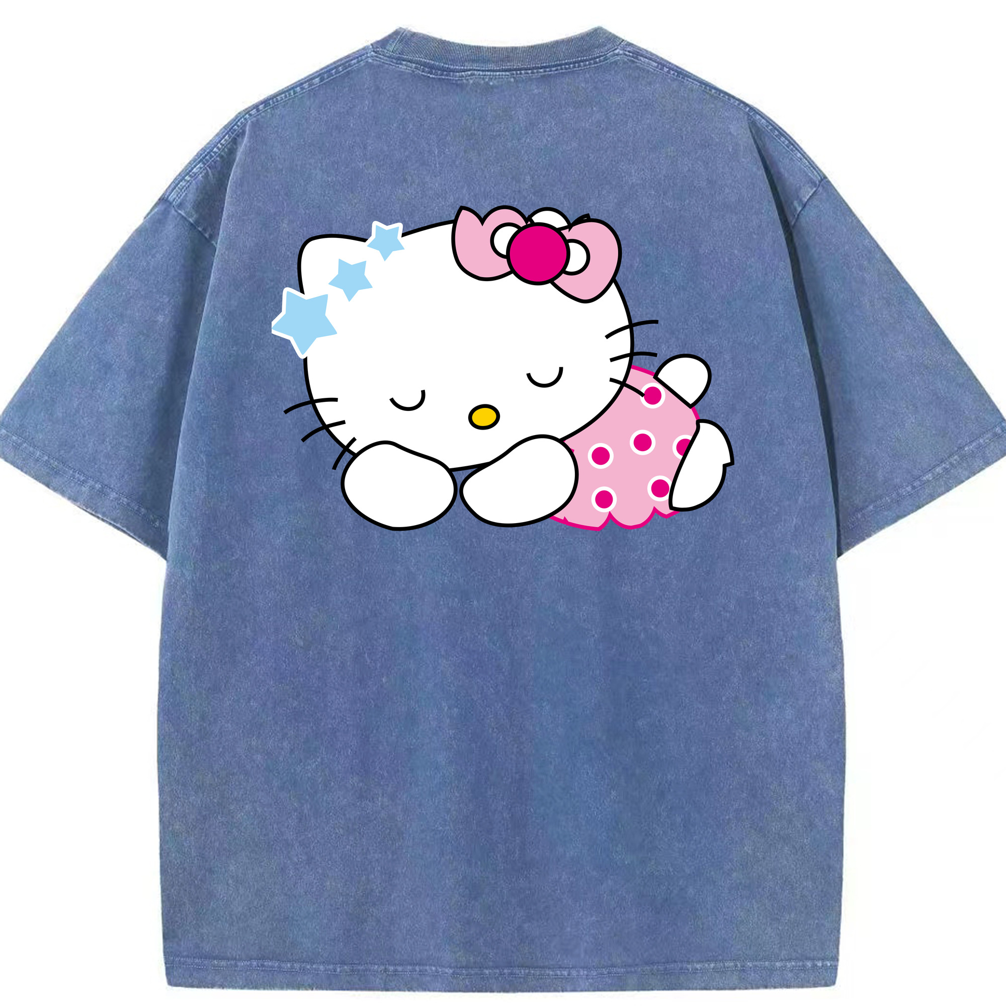 （画像用） Hello Kitty ハローキティ 綿100% ヴィンテージ風 半袖Tシャツ（背面プリント）