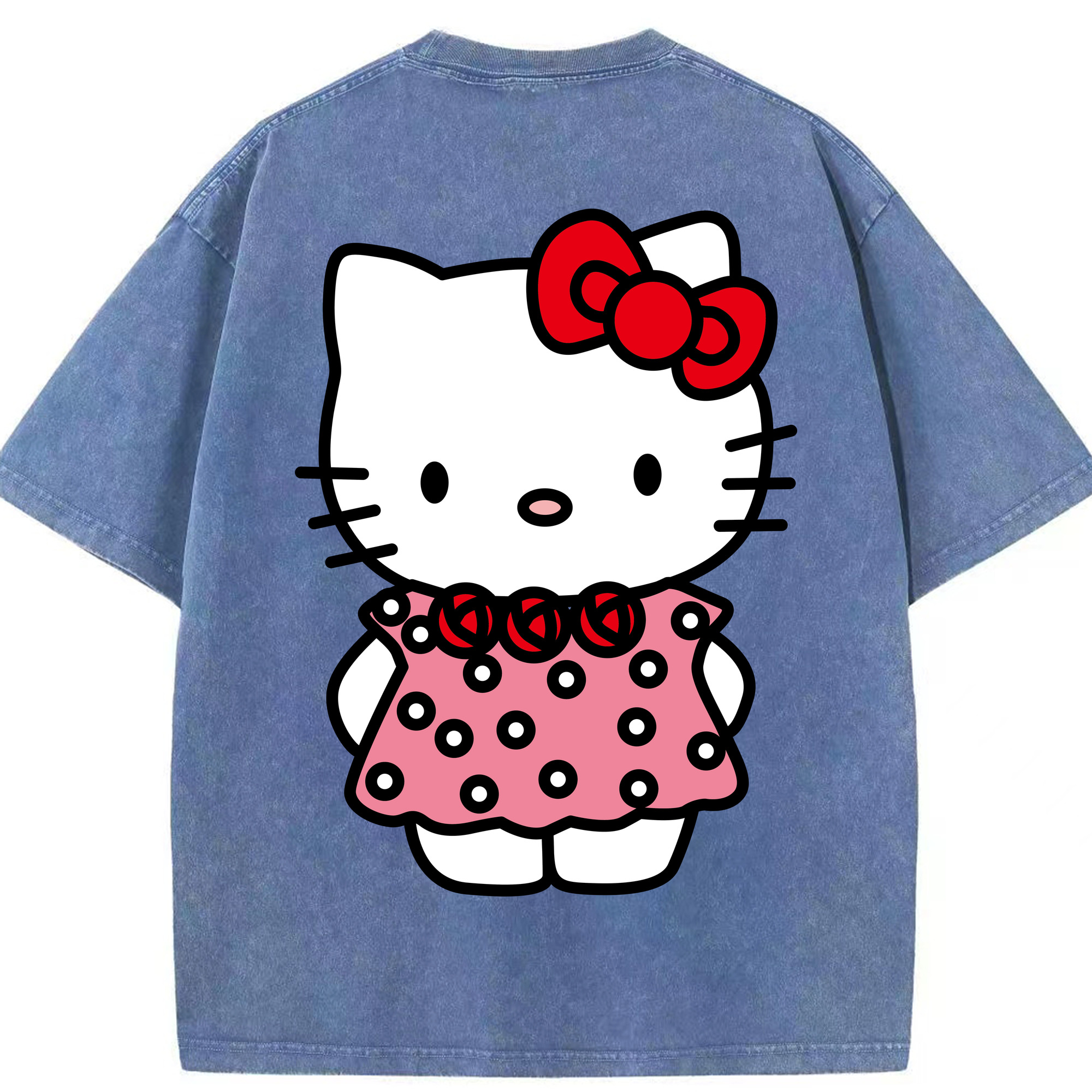（画像用） Hello Kitty ハローキティ 綿100% ヴィンテージ風 半袖Tシャツ（背面プリント）