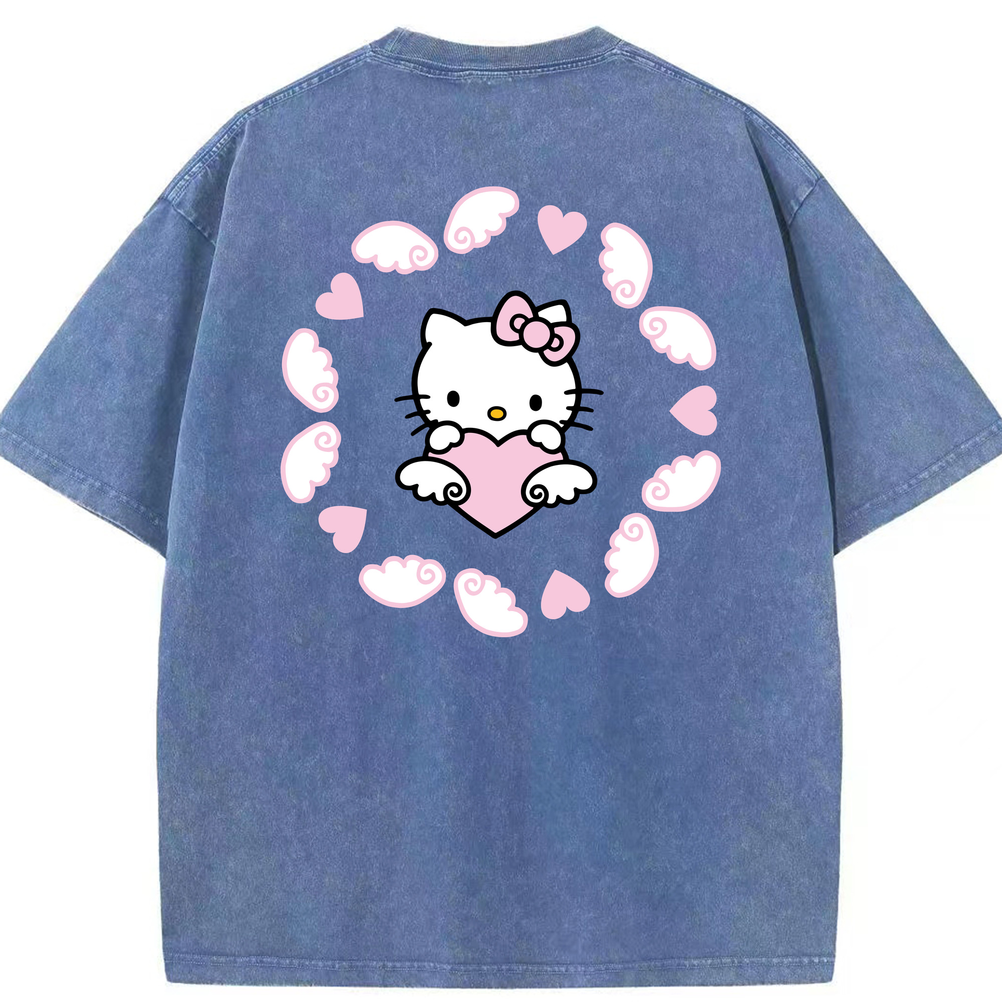 （画像用） Hello Kitty ハローキティ 綿100% ヴィンテージ風 半袖Tシャツ（背面プリント）