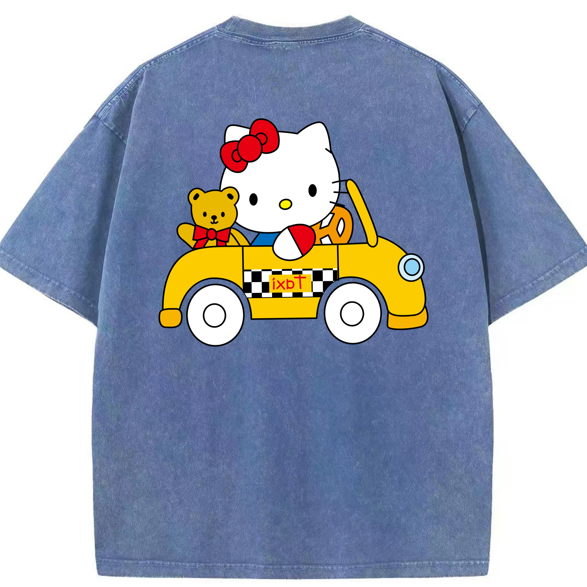 （画像用） Hello Kitty ハローキティ 綿100% ヴィンテージ風 半袖Tシャツ（背面プリント）