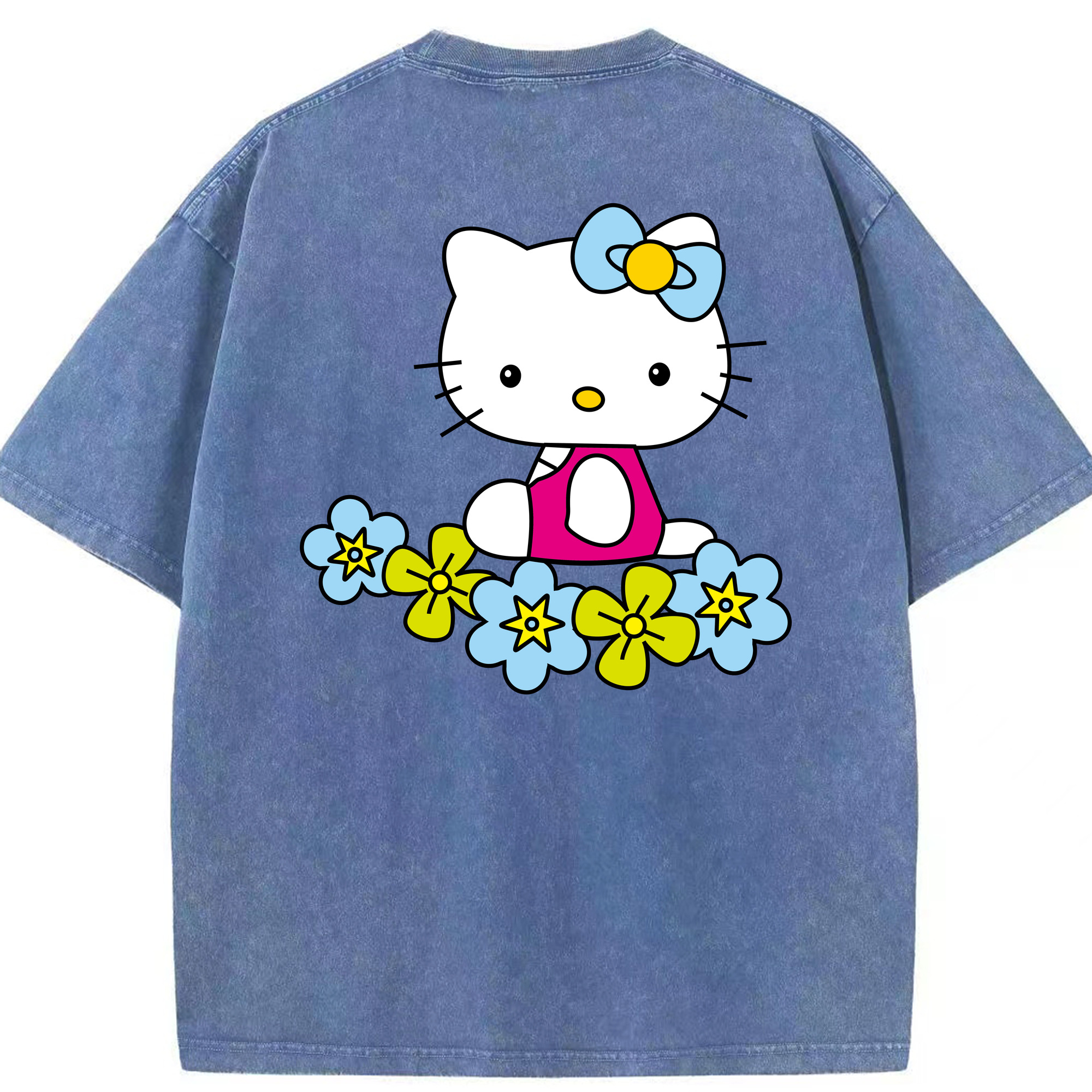 （画像用） Hello Kitty ハローキティ 綿100% ヴィンテージ風 半袖Tシャツ（背面プリント）