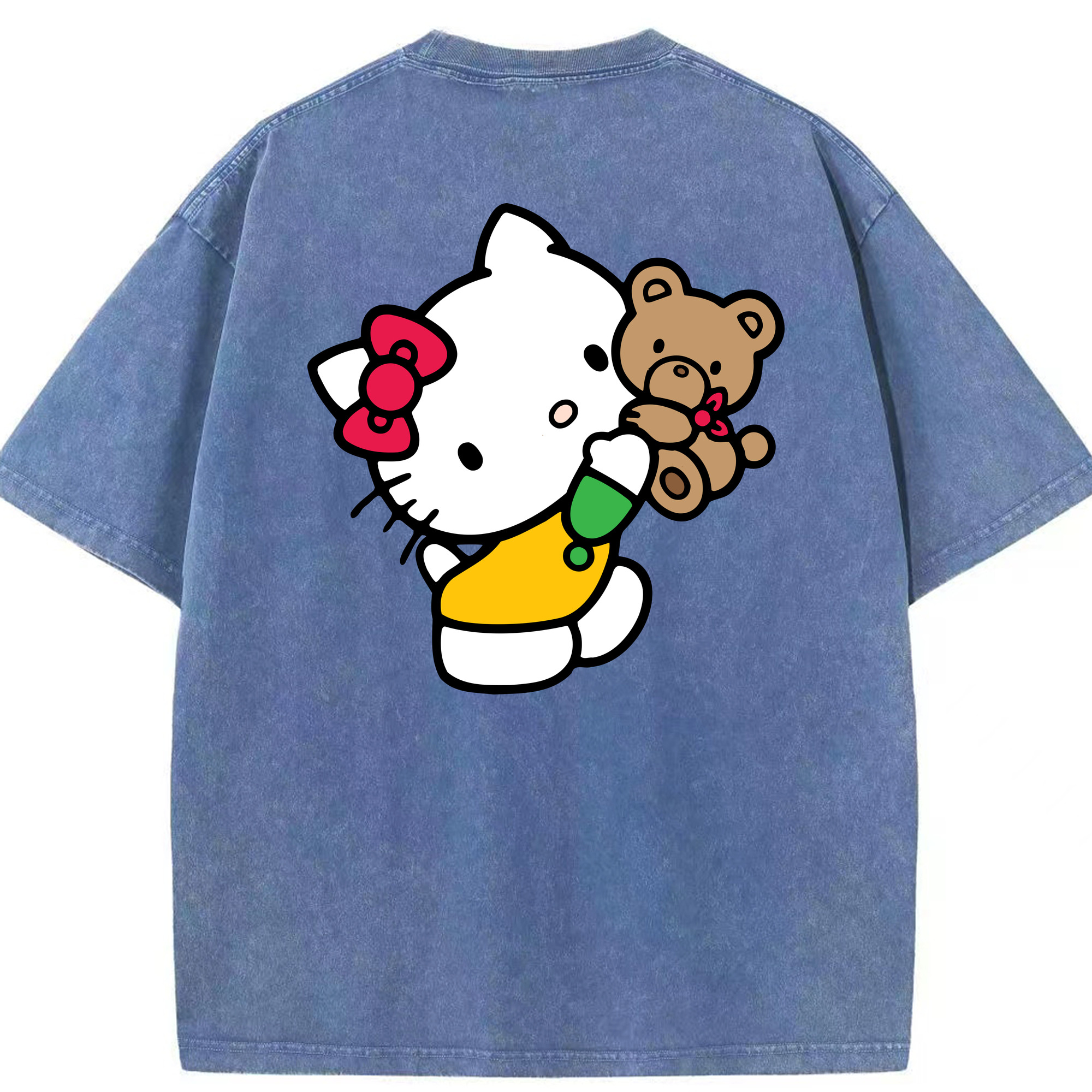 （画像用） Hello Kitty ハローキティ 綿100% ヴィンテージ風 半袖Tシャツ（背面プリント）