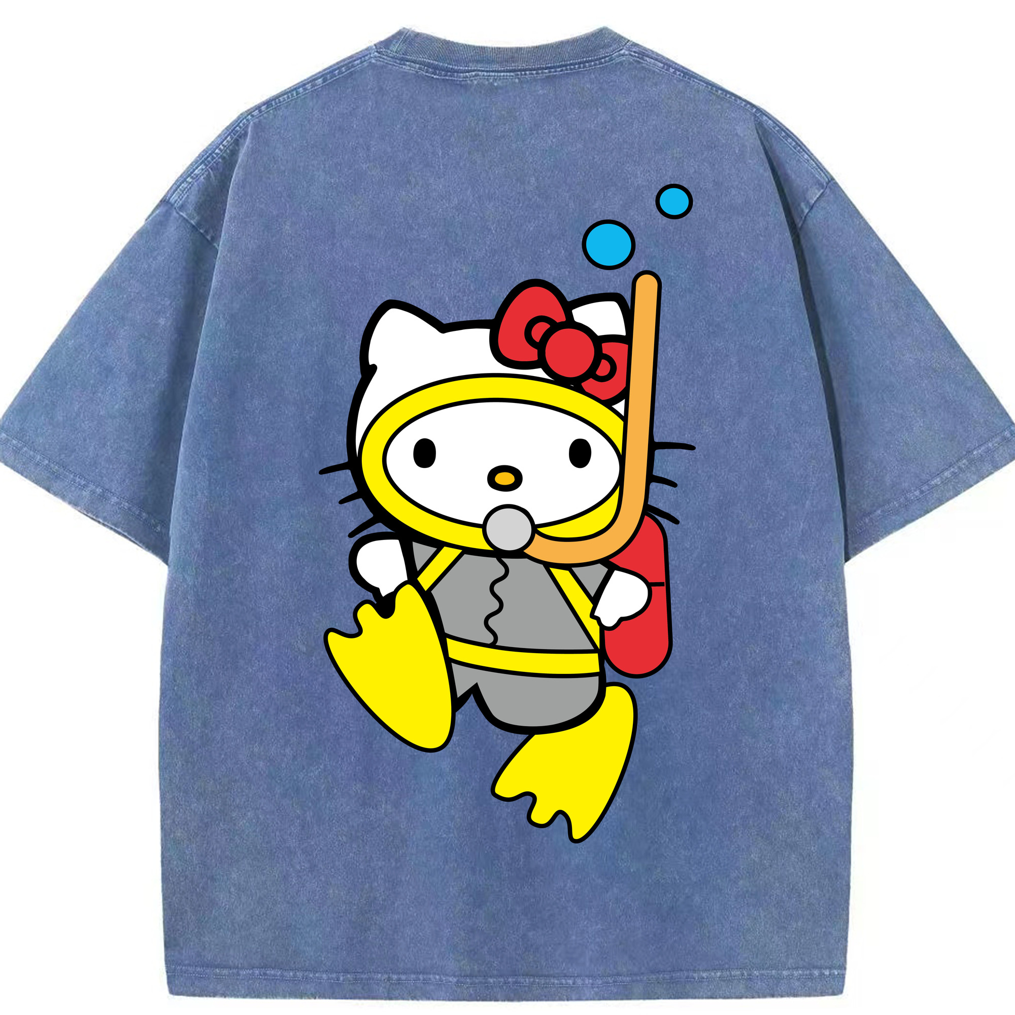 （画像用） Hello Kitty ハローキティ 綿100% ヴィンテージ風 半袖Tシャツ（背面プリント）