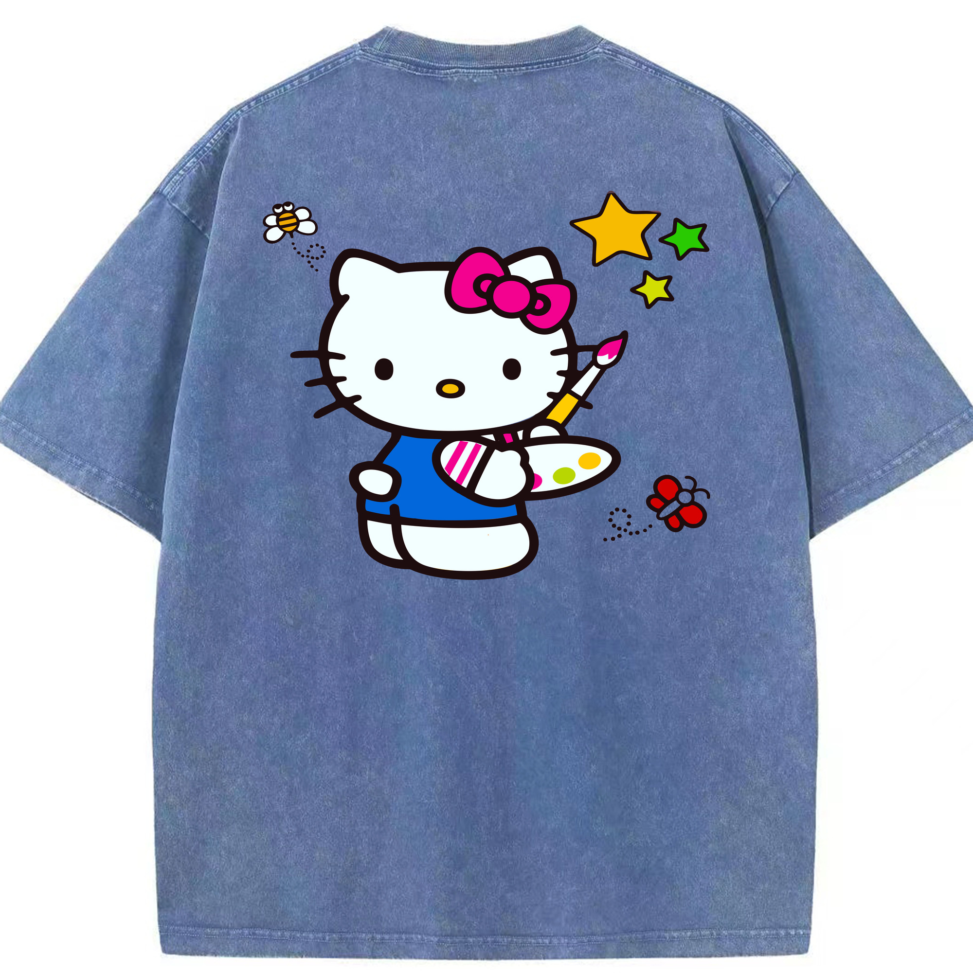 （画像用） Hello Kitty ハローキティ 綿100% ヴィンテージ風 半袖Tシャツ（背面プリント）
