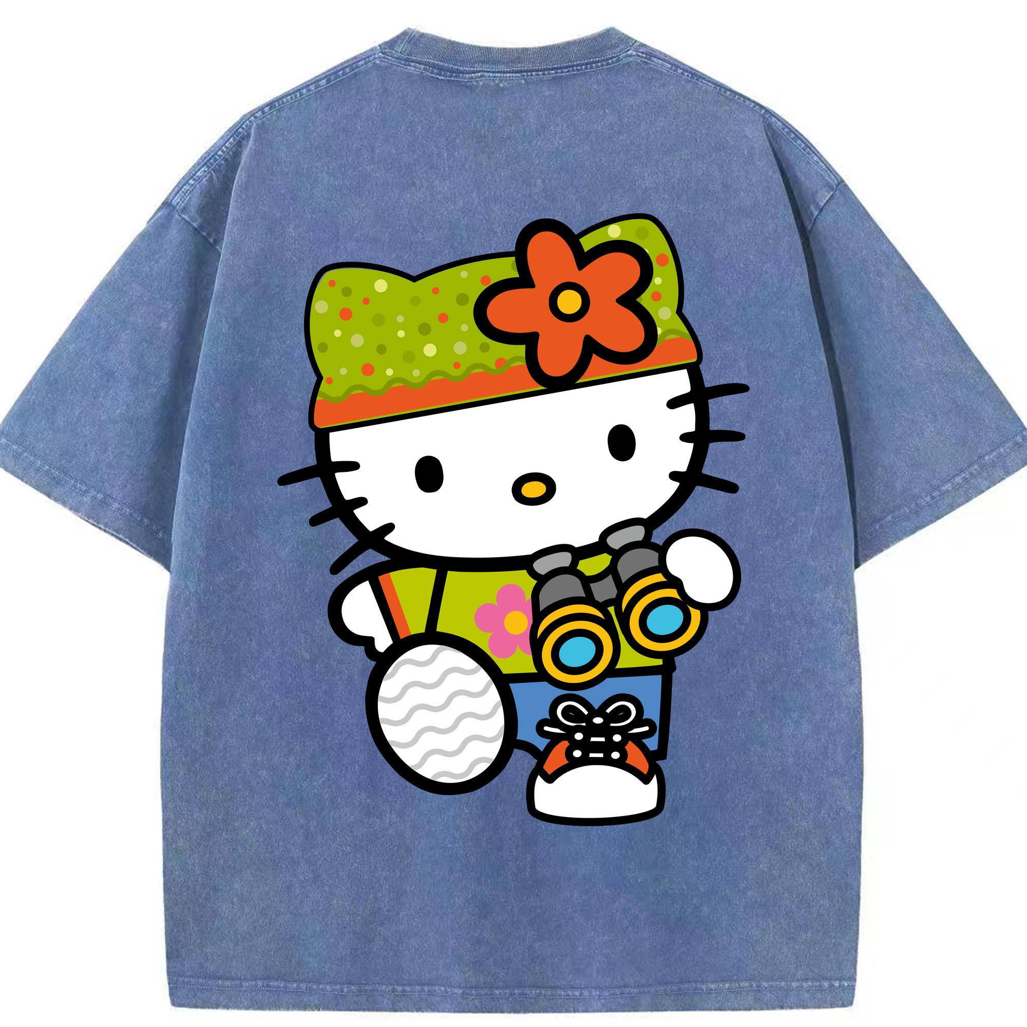 （画像用） Hello Kitty ハローキティ 綿100% ヴィンテージ風 半袖Tシャツ（背面プリント）