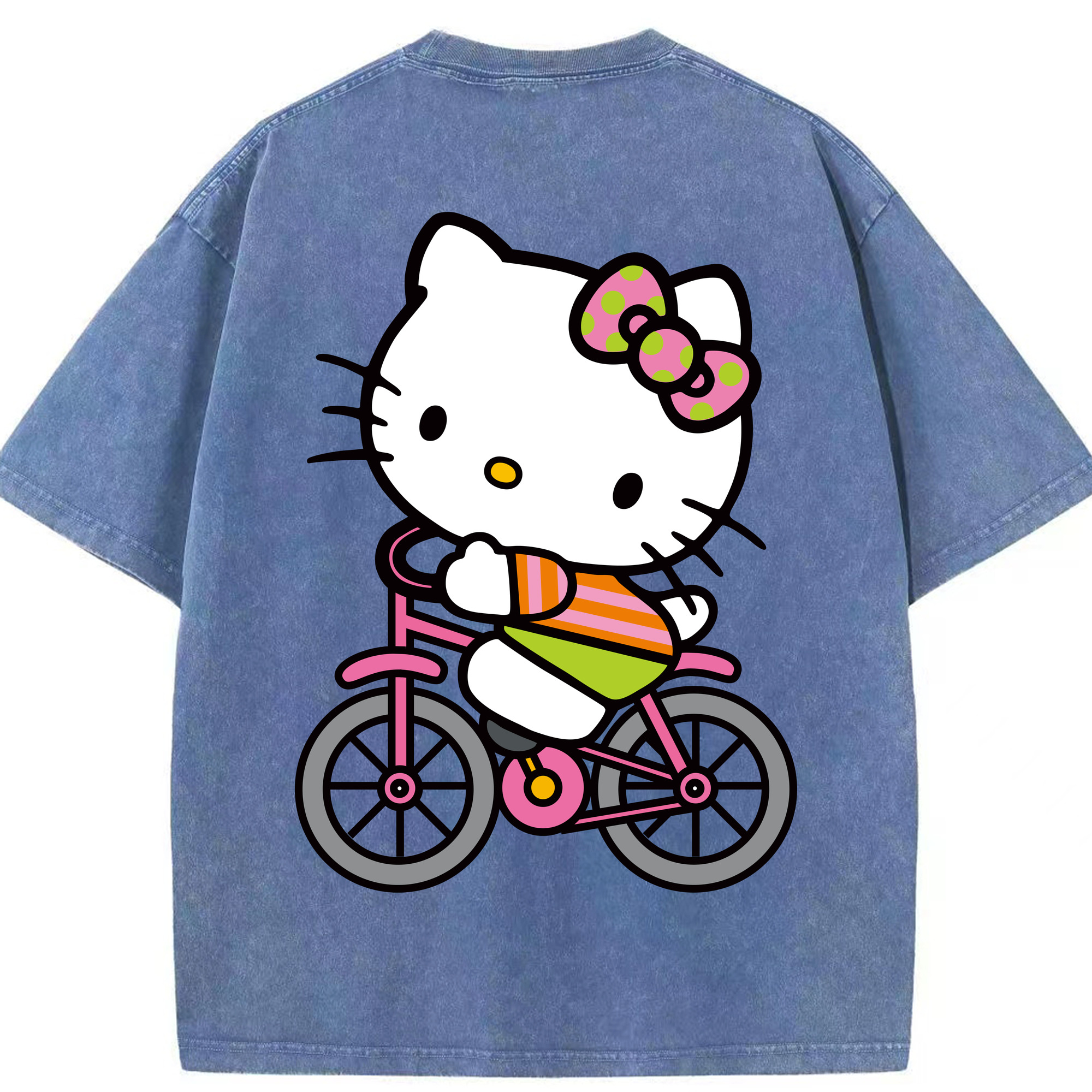 （画像用） Hello Kitty ハローキティ 綿100% ヴィンテージ風 半袖Tシャツ（背面プリント）