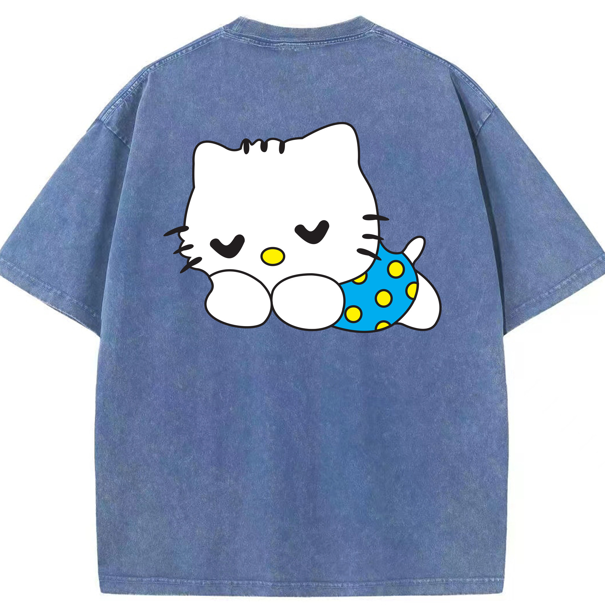 （画像用） Hello Kitty ハローキティ 綿100% ヴィンテージ風 半袖Tシャツ（背面プリント）