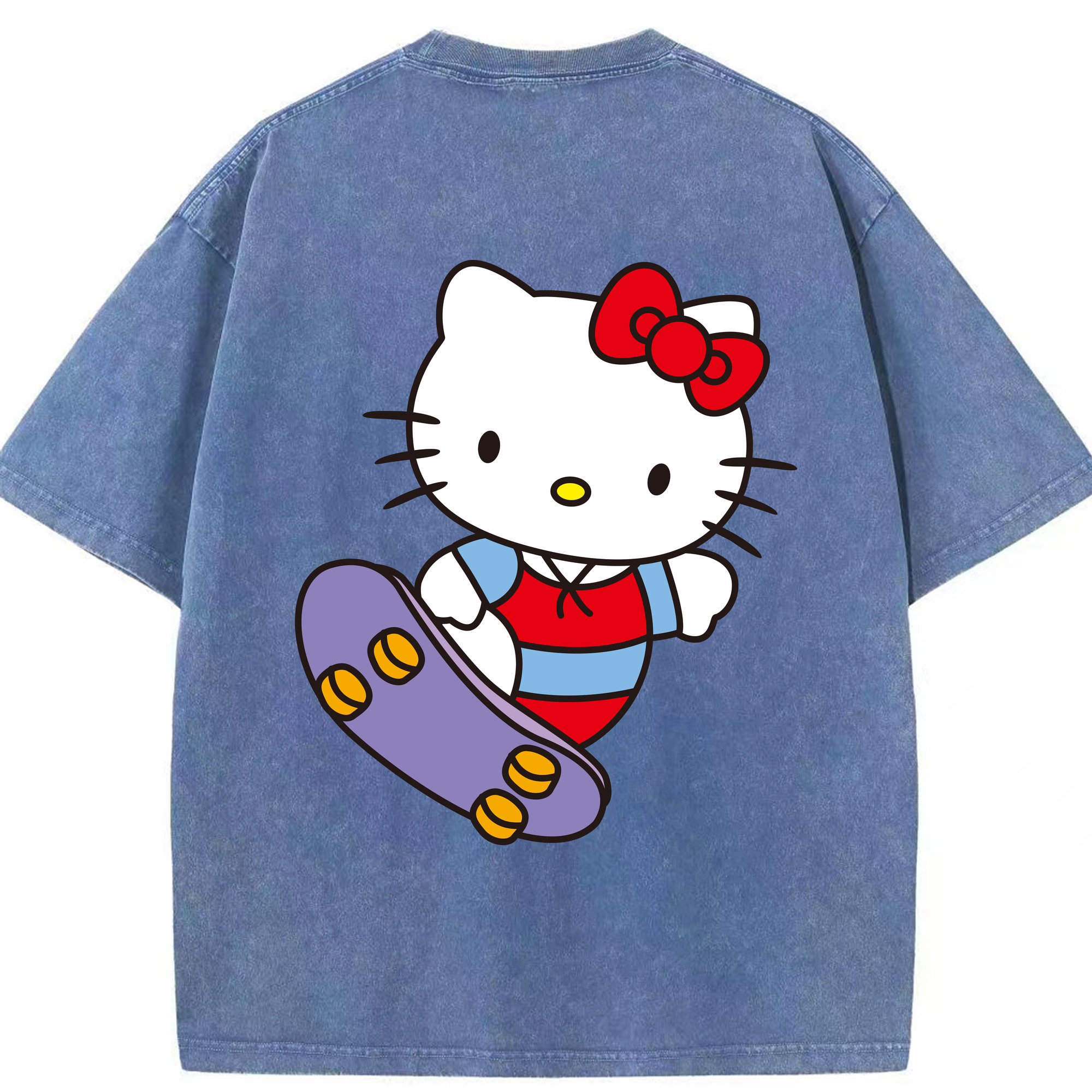 （画像用） Hello Kitty ハローキティ 綿100% ヴィンテージ風 半袖Tシャツ（背面プリント）