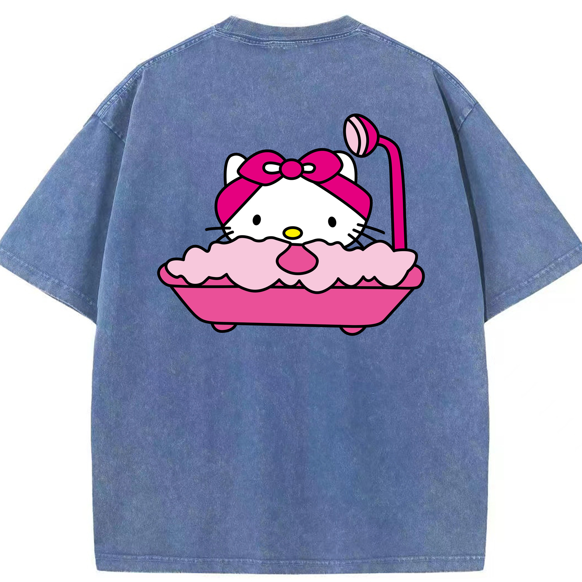 （画像用） Hello Kitty ハローキティ 綿100% ヴィンテージ風 半袖Tシャツ（背面プリント）