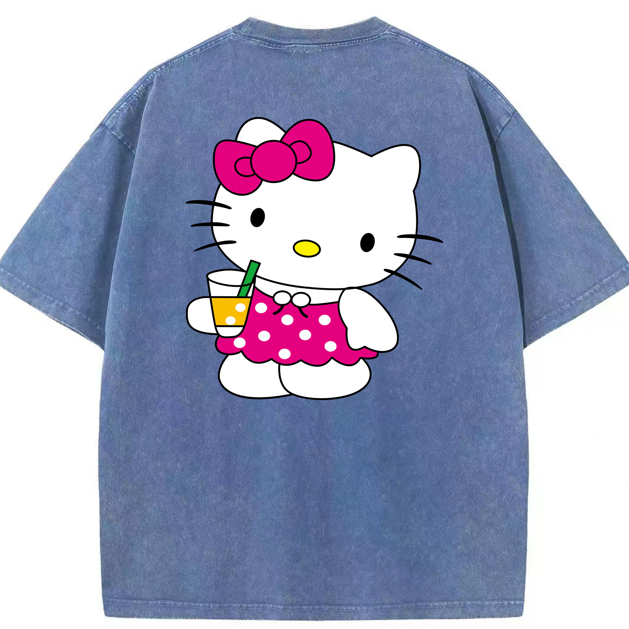 （画像用） Hello Kitty ハローキティ 綿100% ヴィンテージ風 半袖Tシャツ（背面プリント）