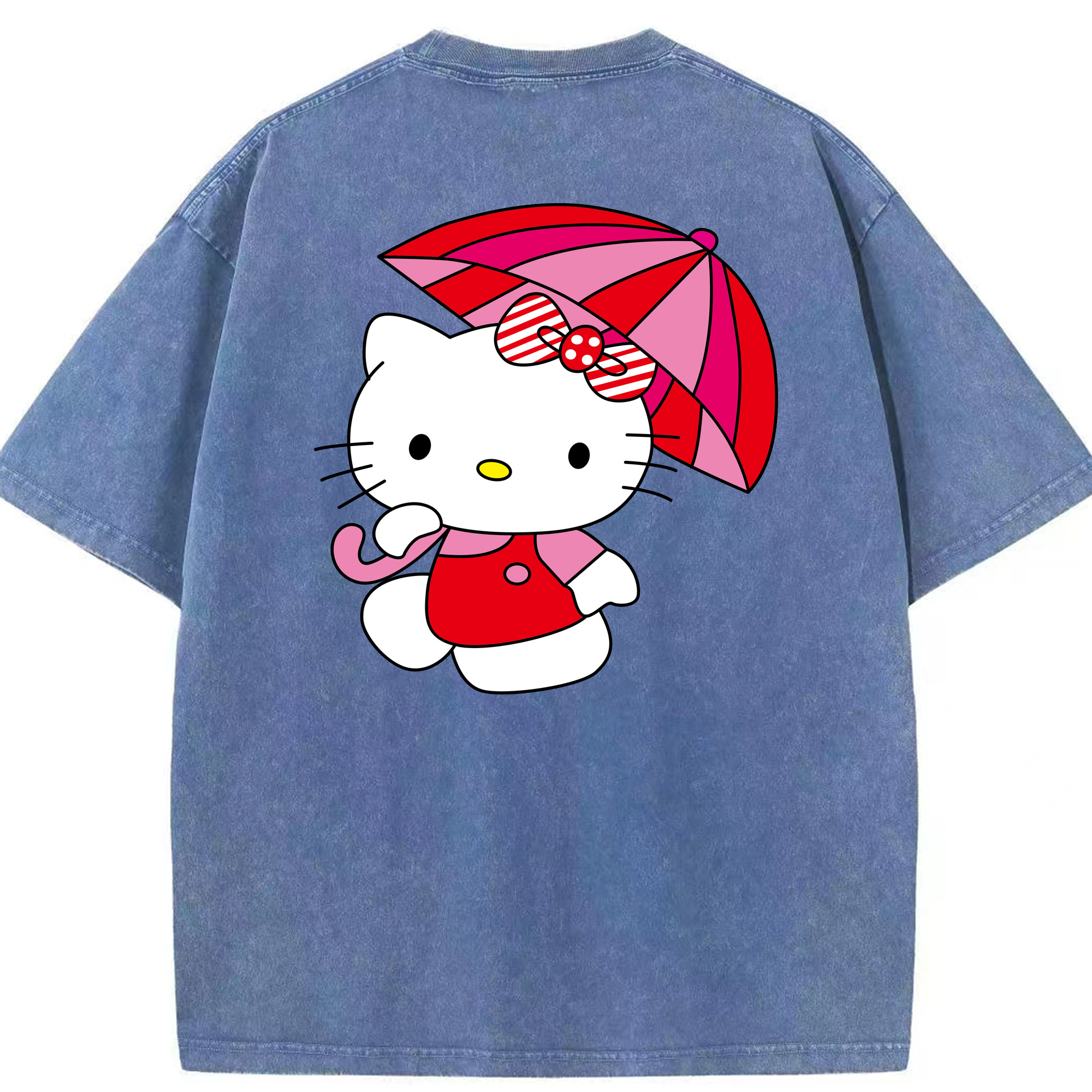 （画像用） Hello Kitty ハローキティ 綿100% ヴィンテージ風 半袖Tシャツ（背面プリント）