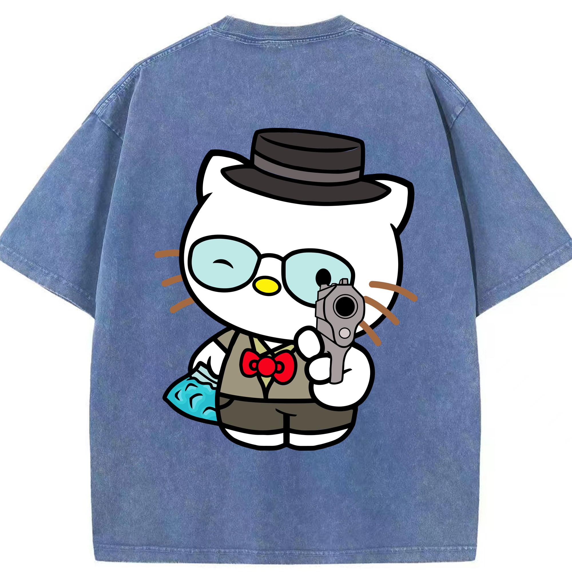 （画像用） Hello Kitty ハローキティ 綿100% ヴィンテージ風 半袖Tシャツ（背面プリント）