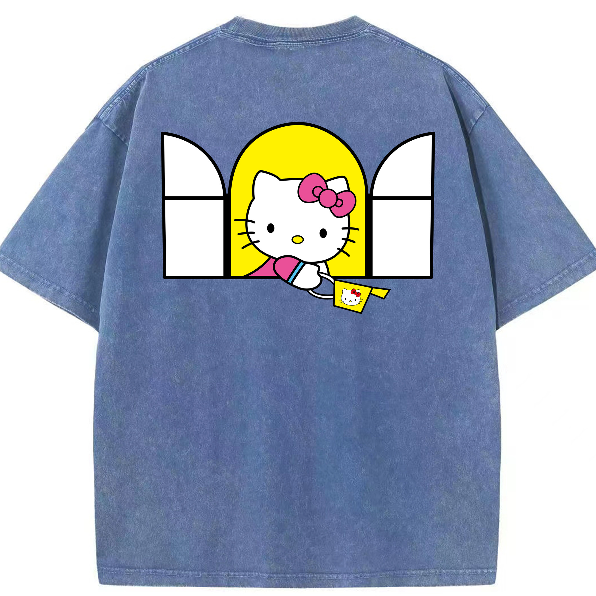 （画像用） Hello Kitty ハローキティ 綿100% ヴィンテージ風 半袖Tシャツ（背面プリント）