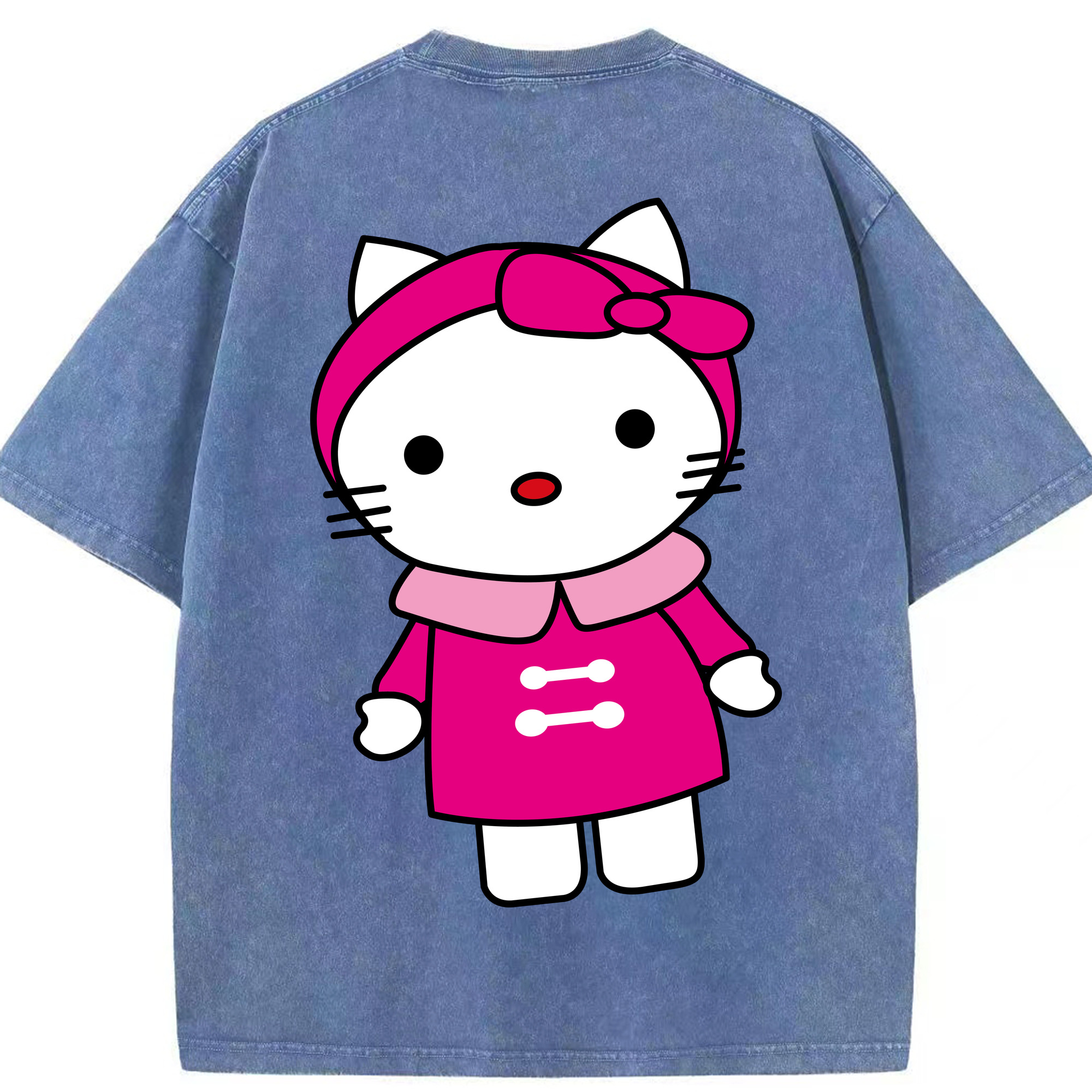 （画像用） Hello Kitty ハローキティ 綿100% ヴィンテージ風 半袖Tシャツ（背面プリント）
