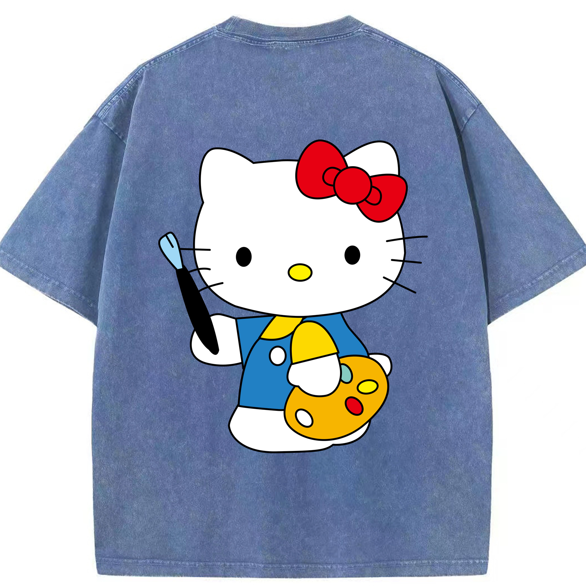 （画像用） Hello Kitty ハローキティ 綿100% ヴィンテージ風 半袖Tシャツ（背面プリント）