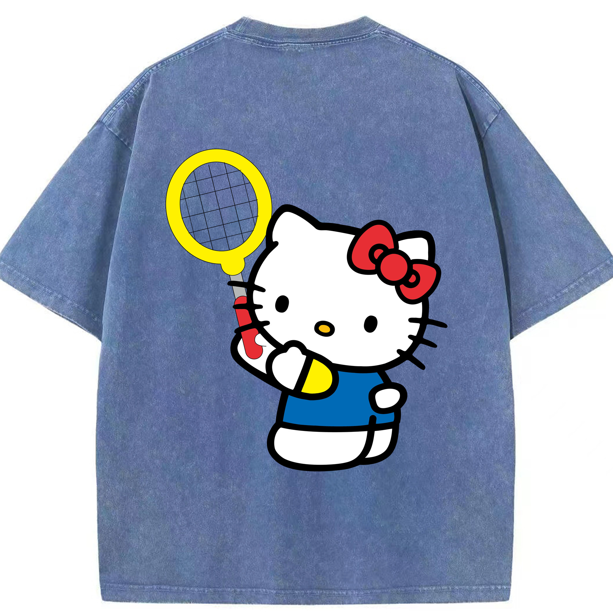 （画像用） Hello Kitty ハローキティ 綿100% ヴィンテージ風 半袖Tシャツ（背面プリント）