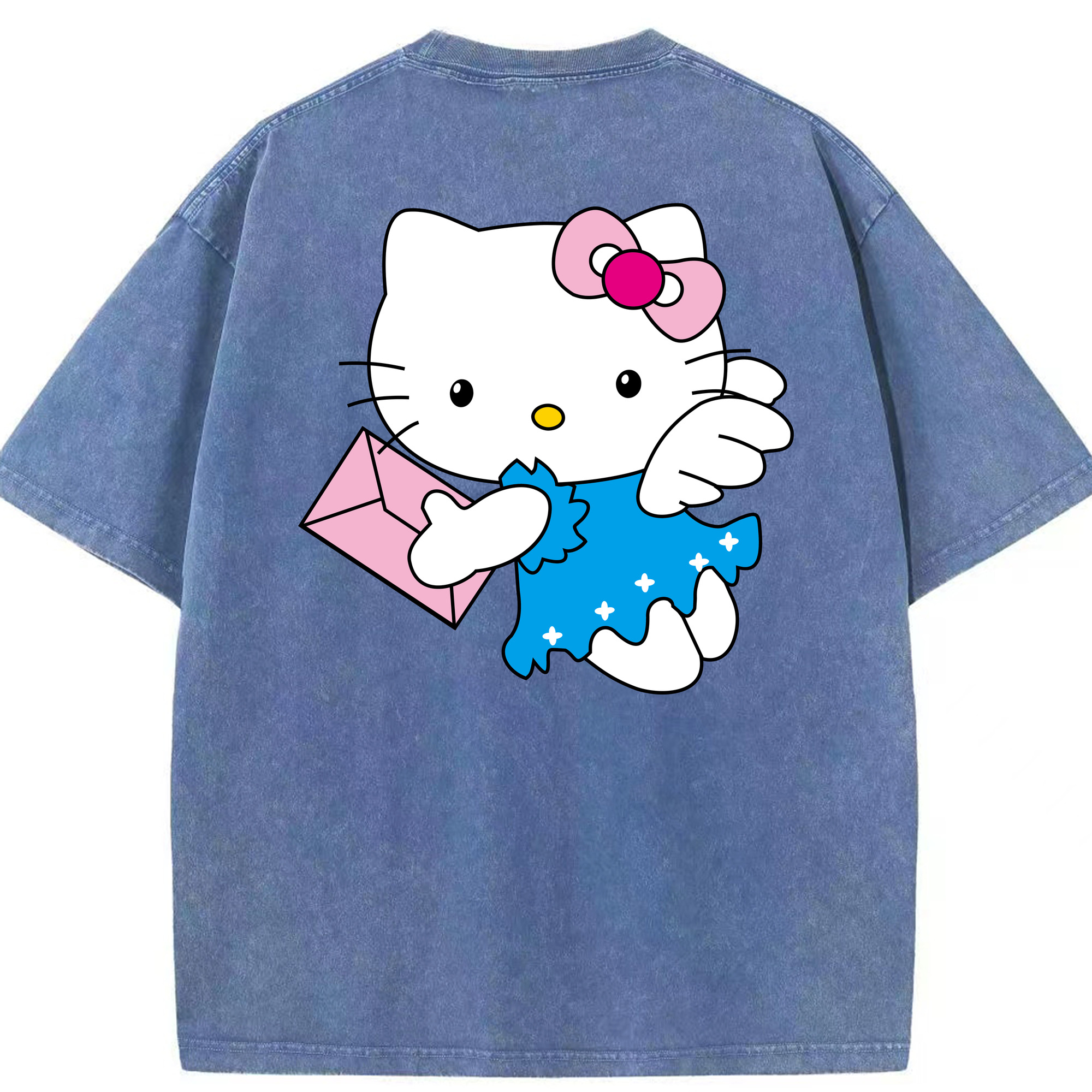 （画像用） Hello Kitty ハローキティ 綿100% ヴィンテージ風 半袖Tシャツ（背面プリント）