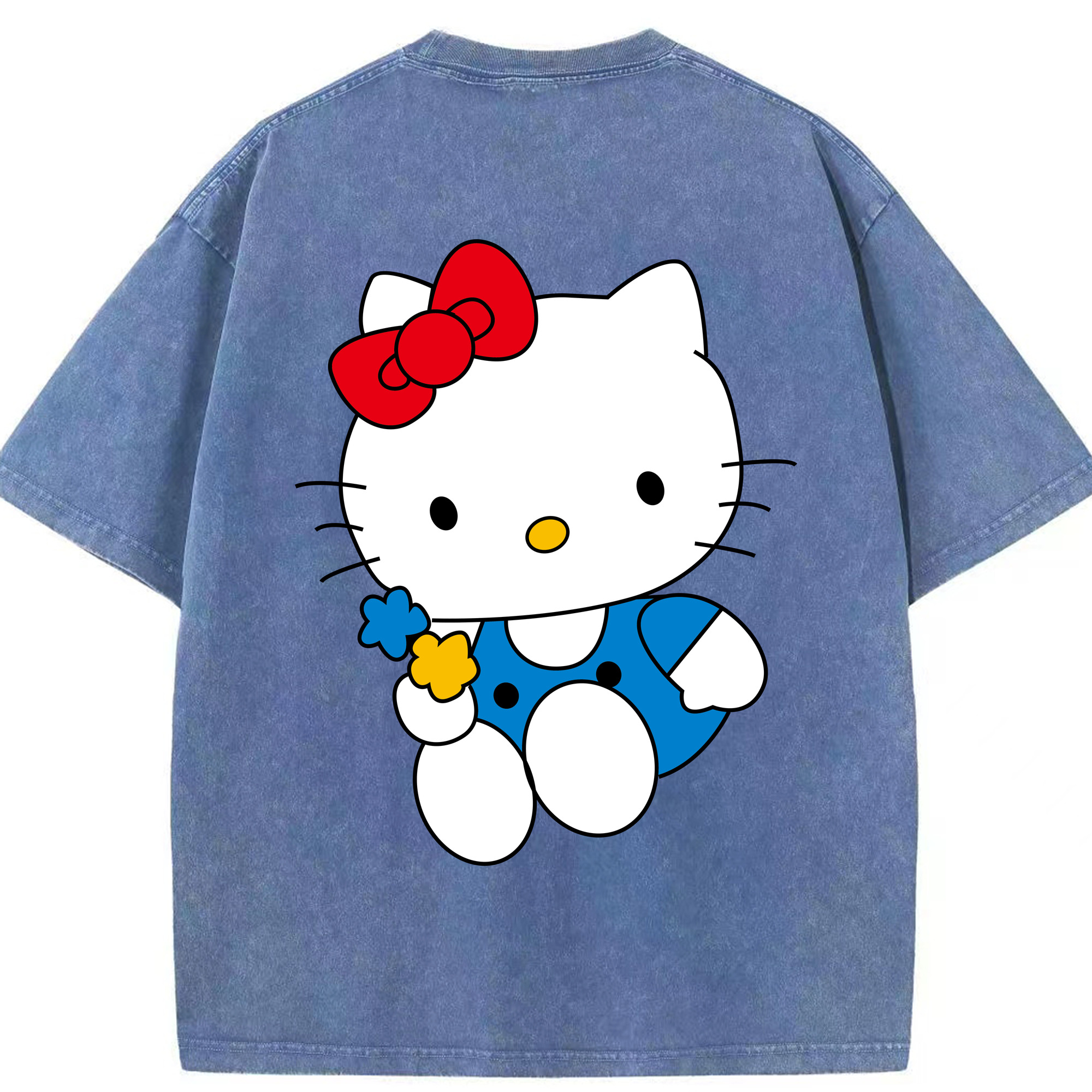 （画像用） Hello Kitty ハローキティ 綿100% ヴィンテージ風 半袖Tシャツ（背面プリント）