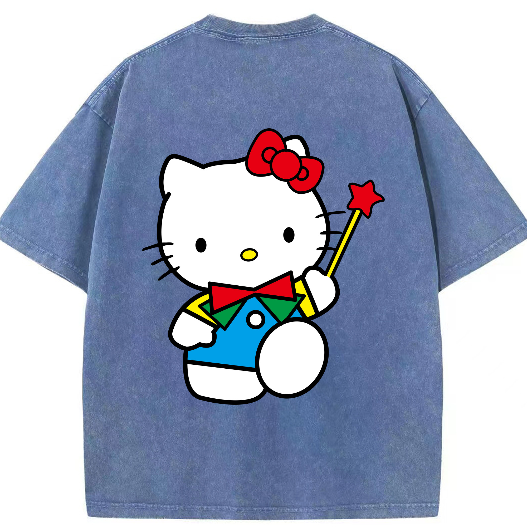（画像用） Hello Kitty ハローキティ 綿100% ヴィンテージ風 半袖Tシャツ（背面プリント）