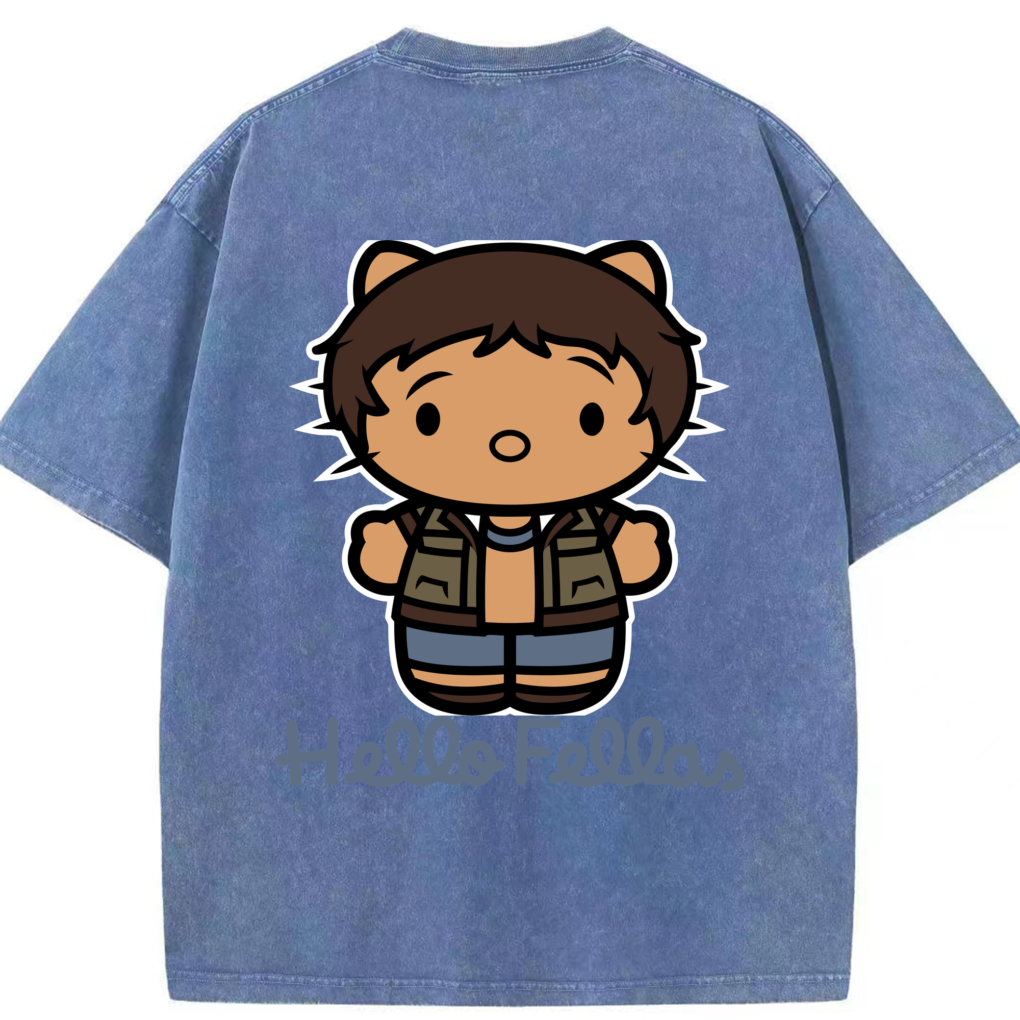 （画像用） Hello Kitty ハローキティ 綿100% ヴィンテージ風 半袖Tシャツ（背面プリント）