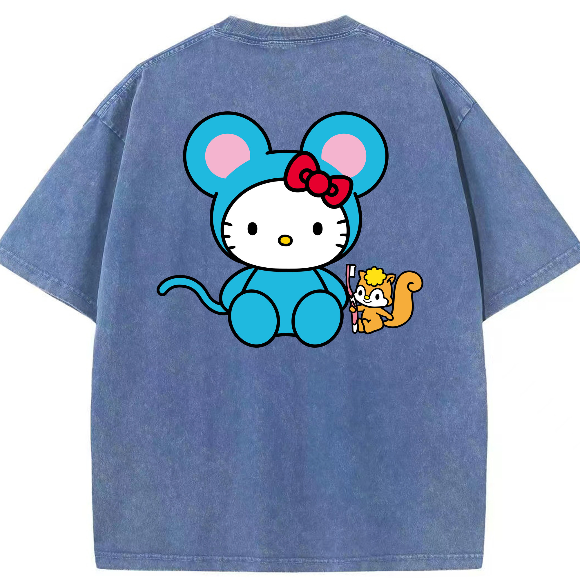 （画像用） Hello Kitty ハローキティ 綿100% ヴィンテージ風 半袖Tシャツ（背面プリント）
