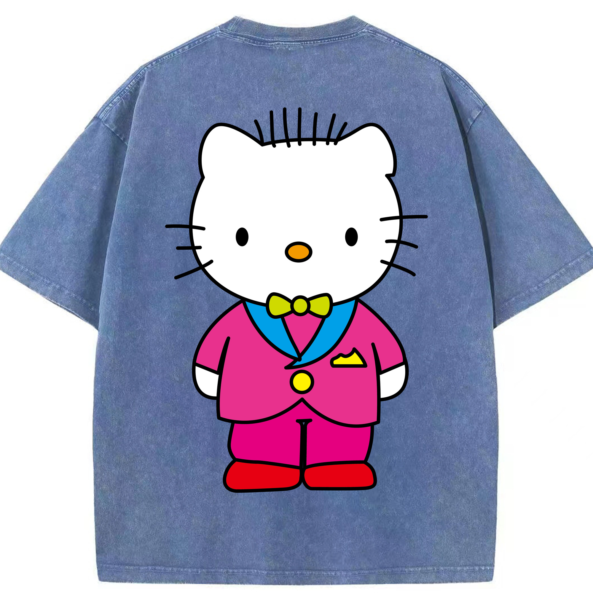 （画像用） Hello Kitty ハローキティ 綿100% ヴィンテージ風 半袖Tシャツ（背面プリント）