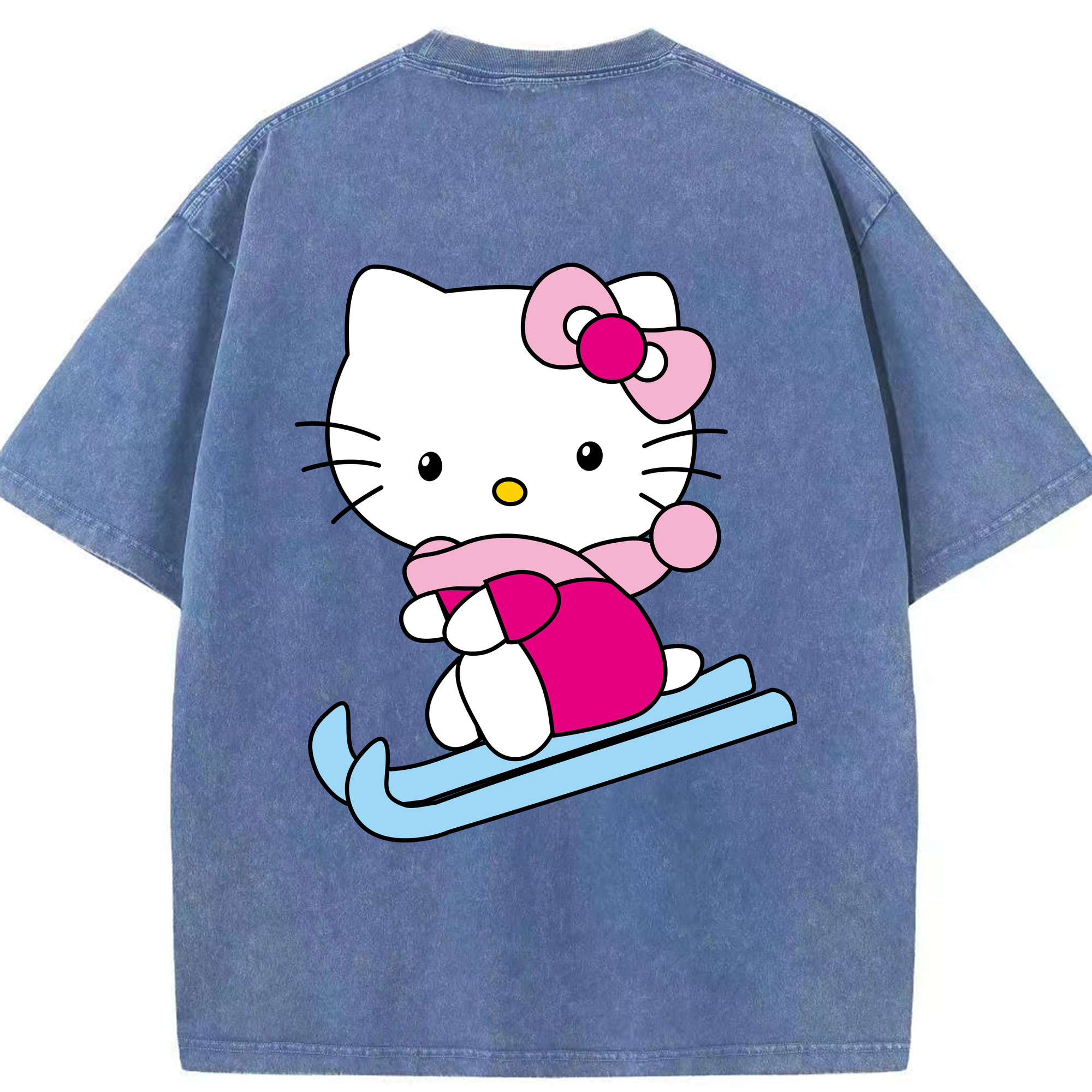（画像用） Hello Kitty ハローキティ 綿100% ヴィンテージ風 半袖Tシャツ（背面プリント）