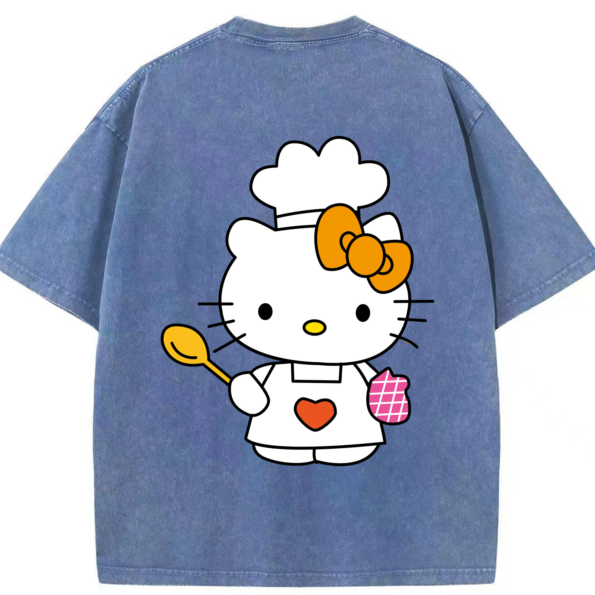 （画像用） Hello Kitty ハローキティ 綿100% ヴィンテージ風 半袖Tシャツ（背面プリント）